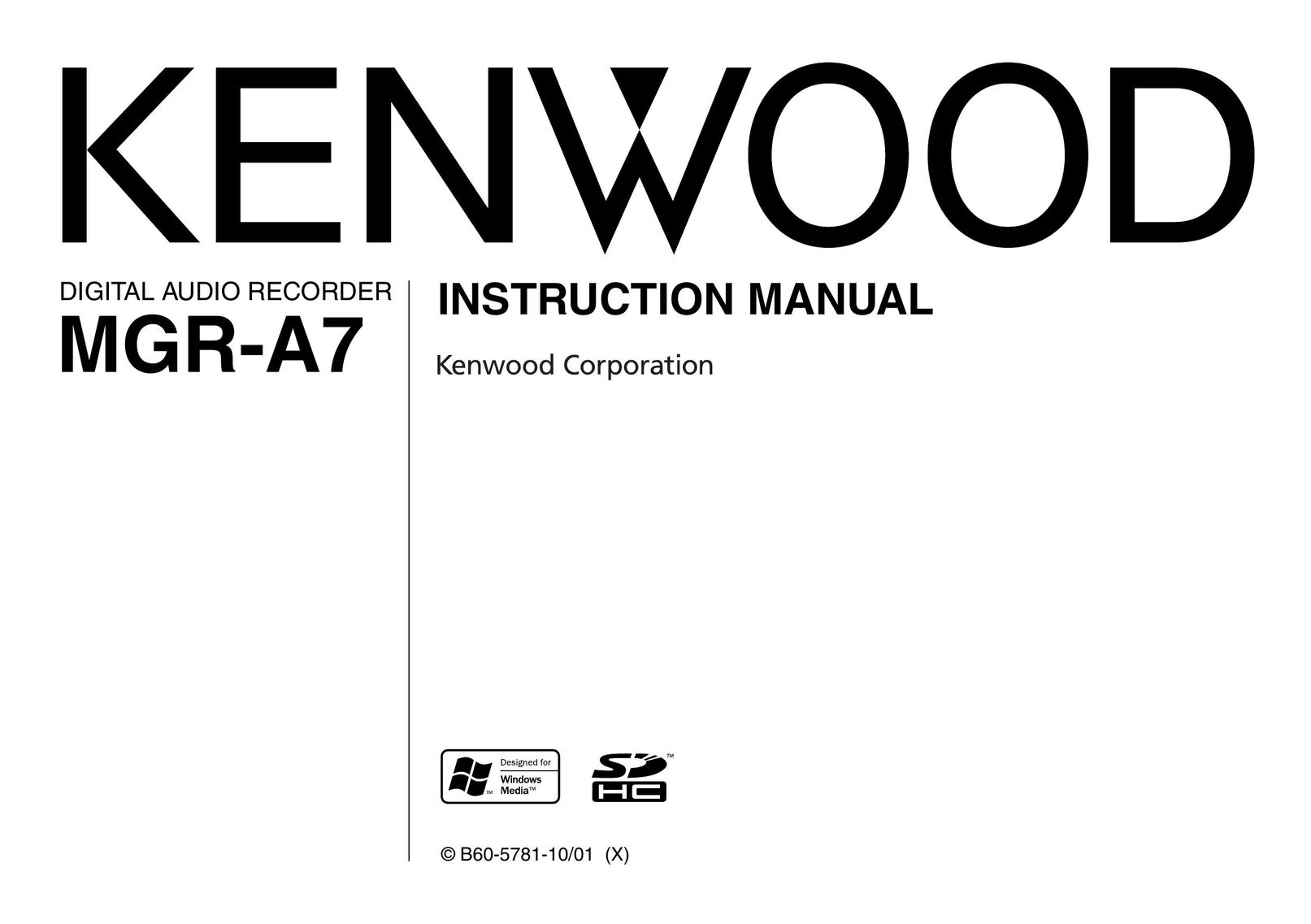 Kenwood MGR-A7 MP3 Player User Manual
