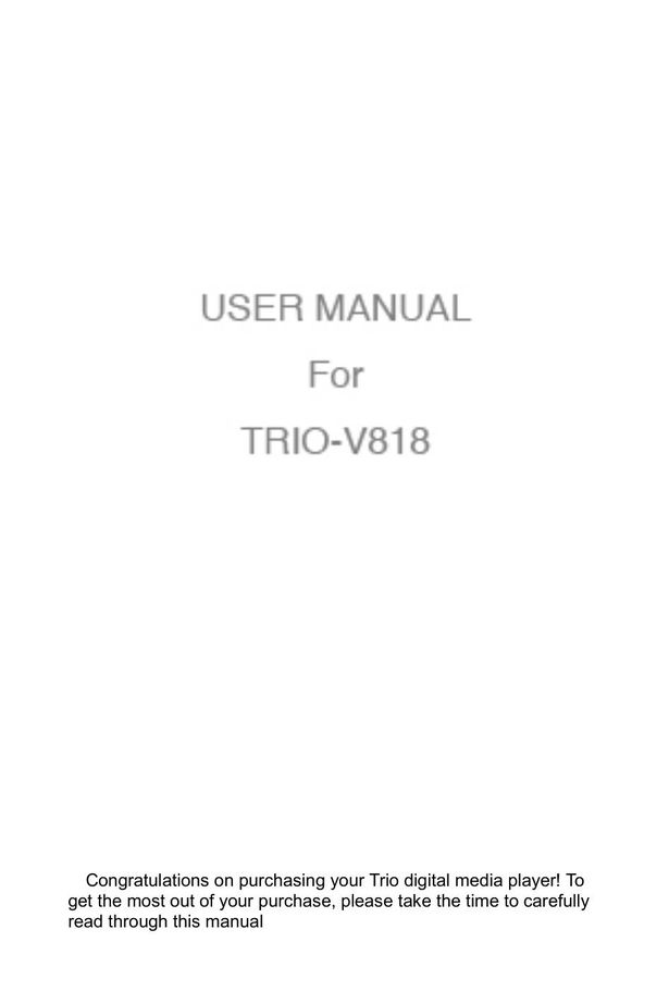 Mach Speed Technologies TRIO-V818 MP3 Player User Manual