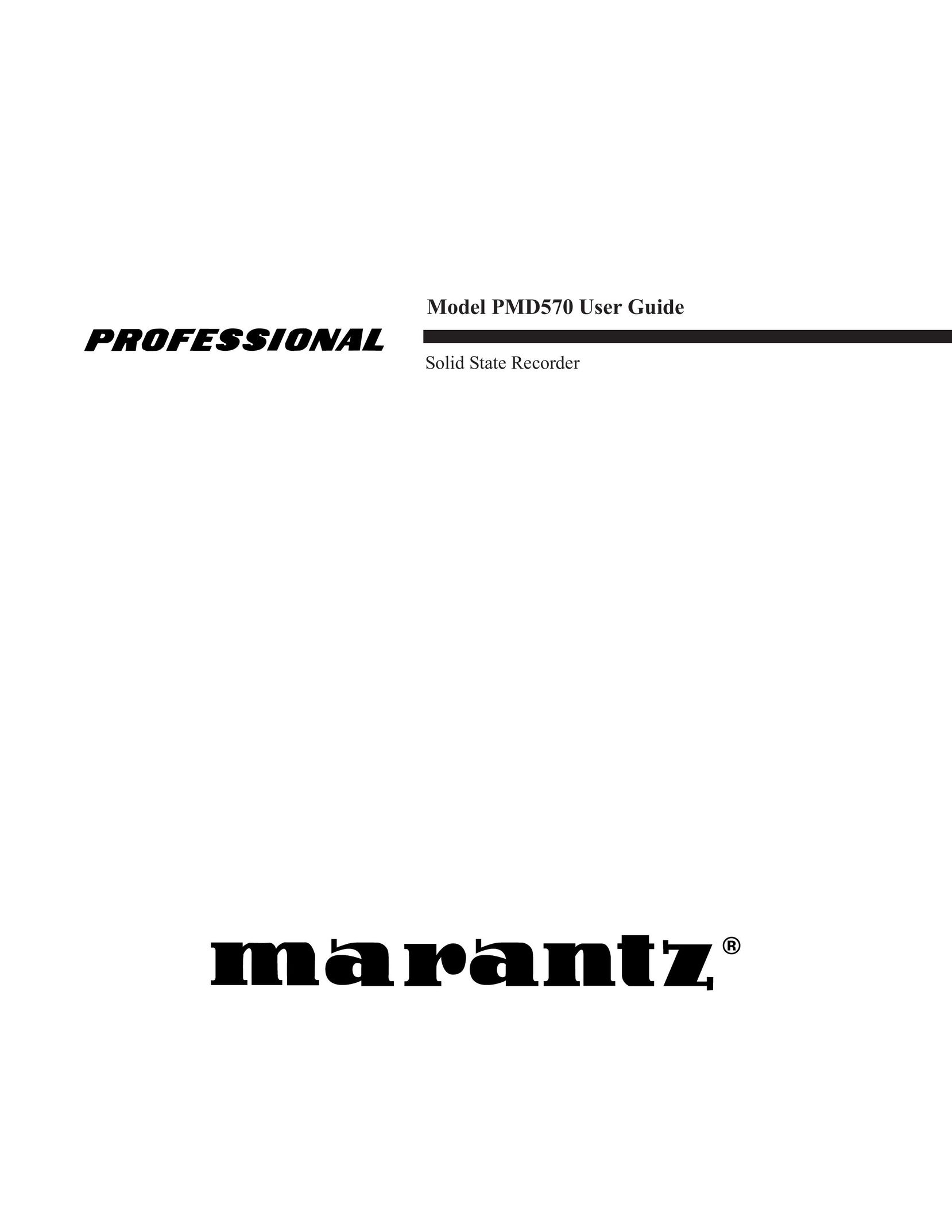 Marantz PMD570 MP3 Player User Manual