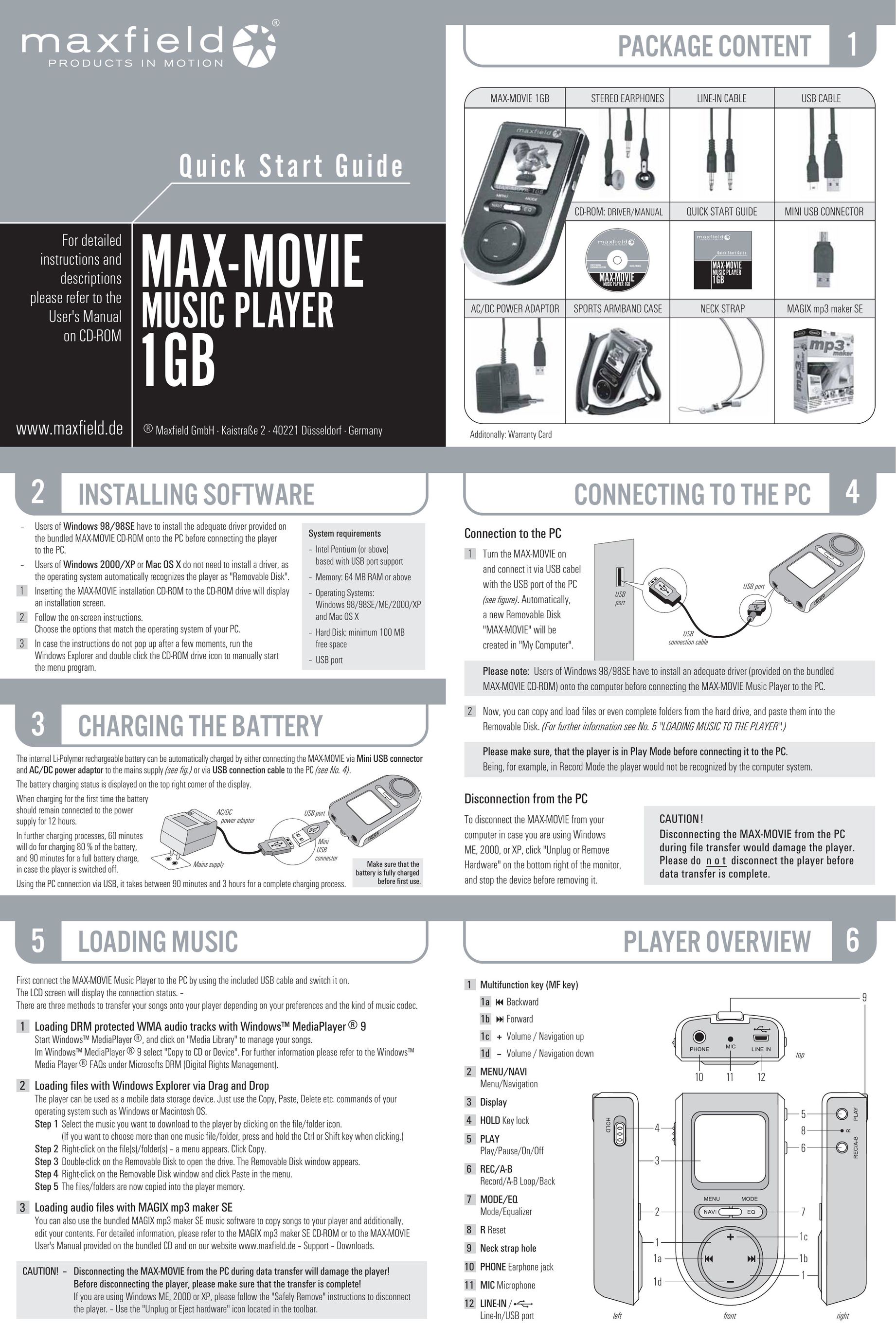 Maxfield 1GB MP3 Player User Manual