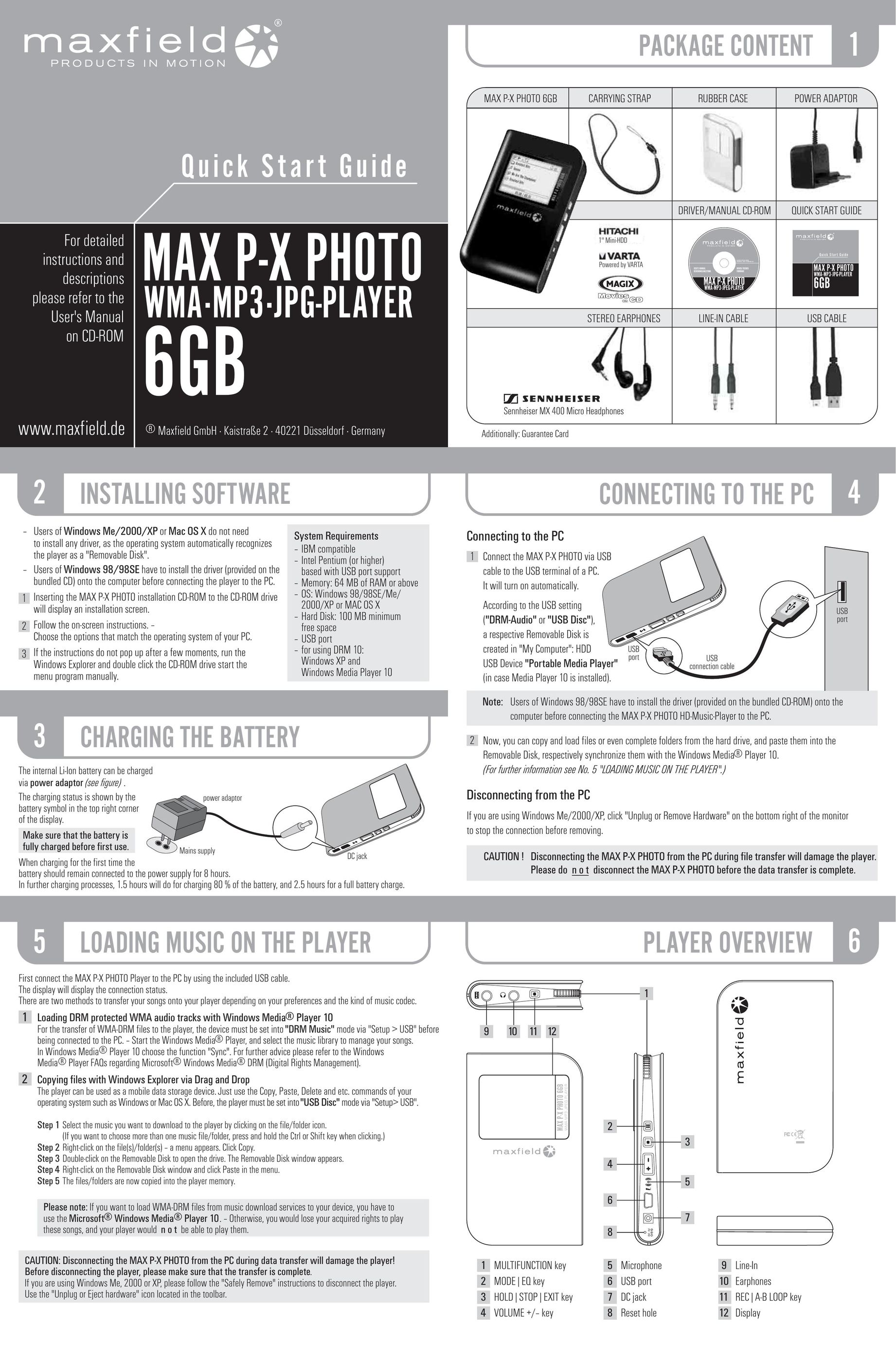 Maxfield 6GB MP3 Player User Manual