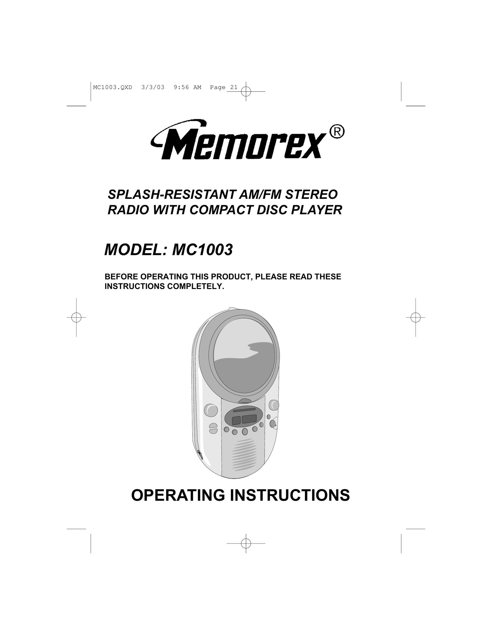 Memorex MC1003 MP3 Player User Manual