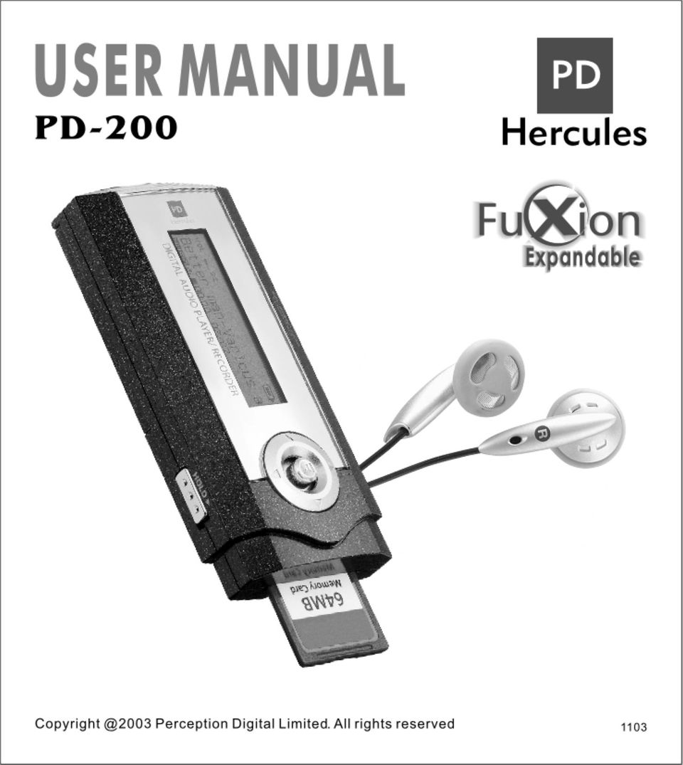 Perception Digital PD-200 MP3 Player User Manual