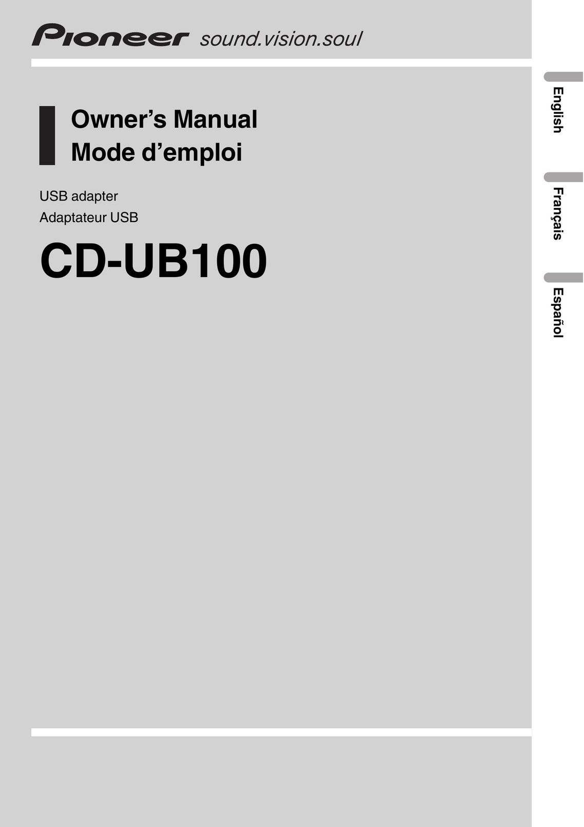 Pioneer CD-UB100 MP3 Player User Manual
