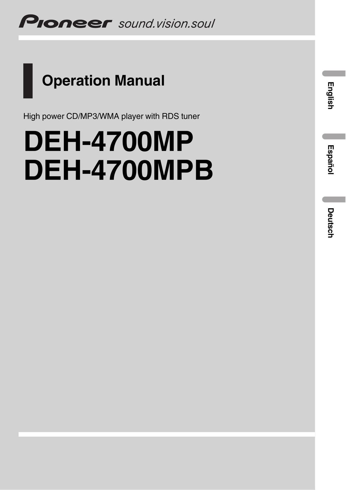 Pioneer DEH-4700MPB MP3 Player User Manual