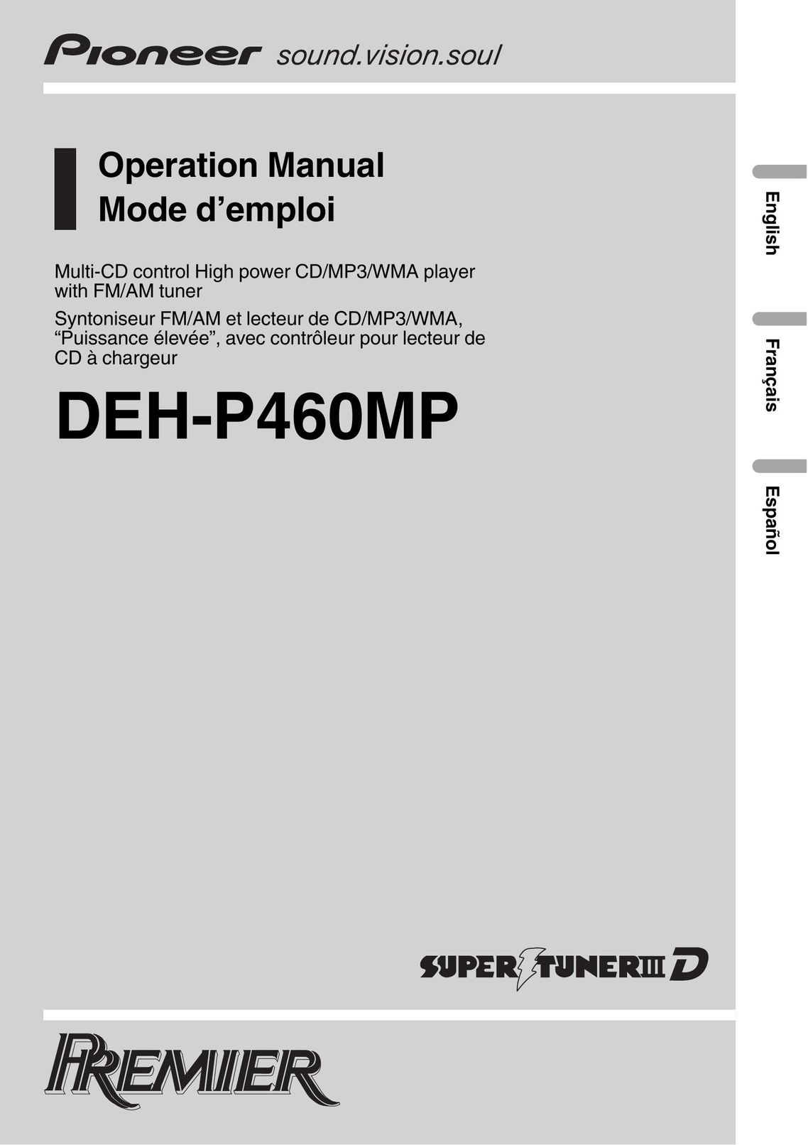 Pioneer DEH-P460MP MP3 Player User Manual