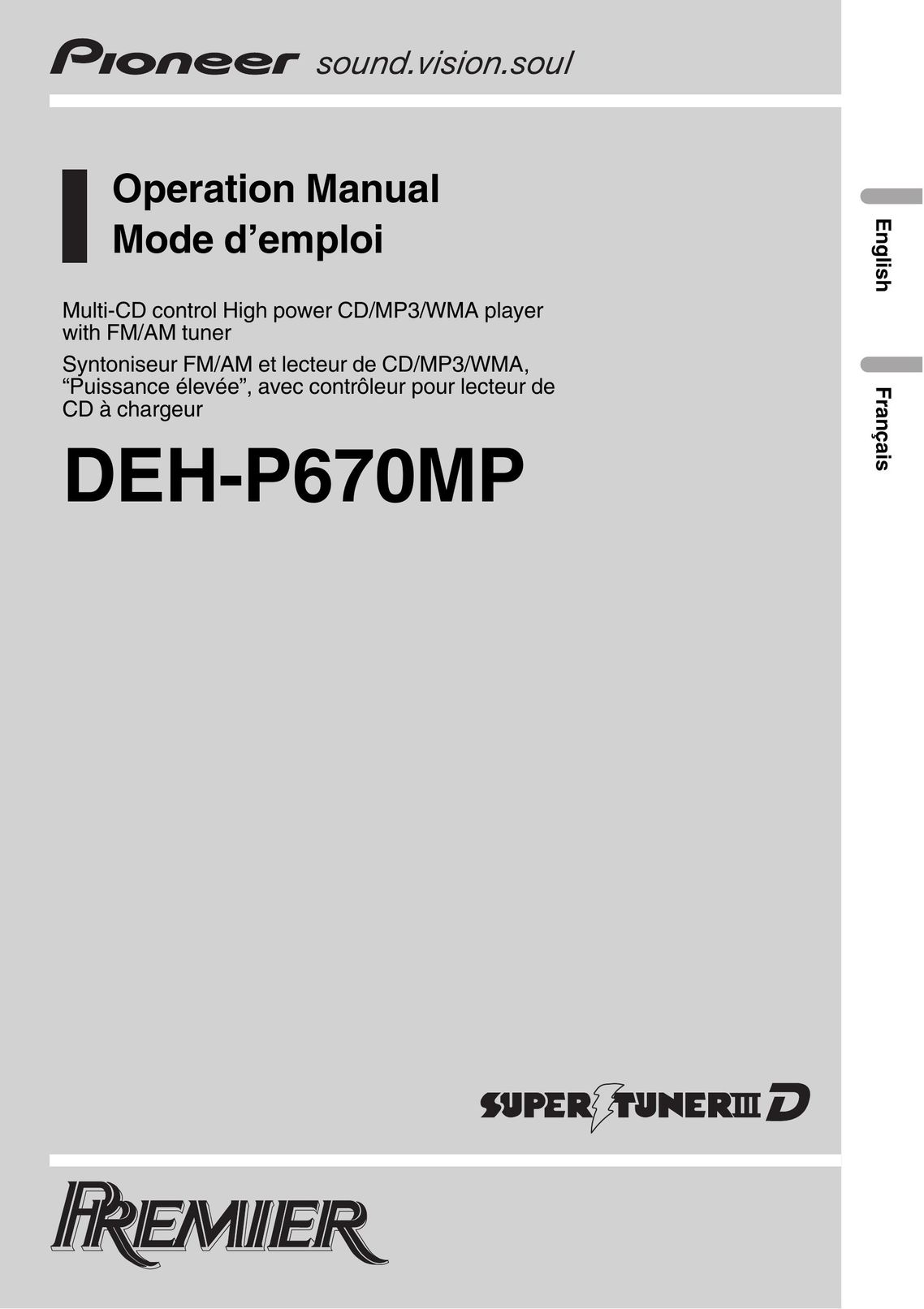 Pioneer DEH-P670MP MP3 Player User Manual