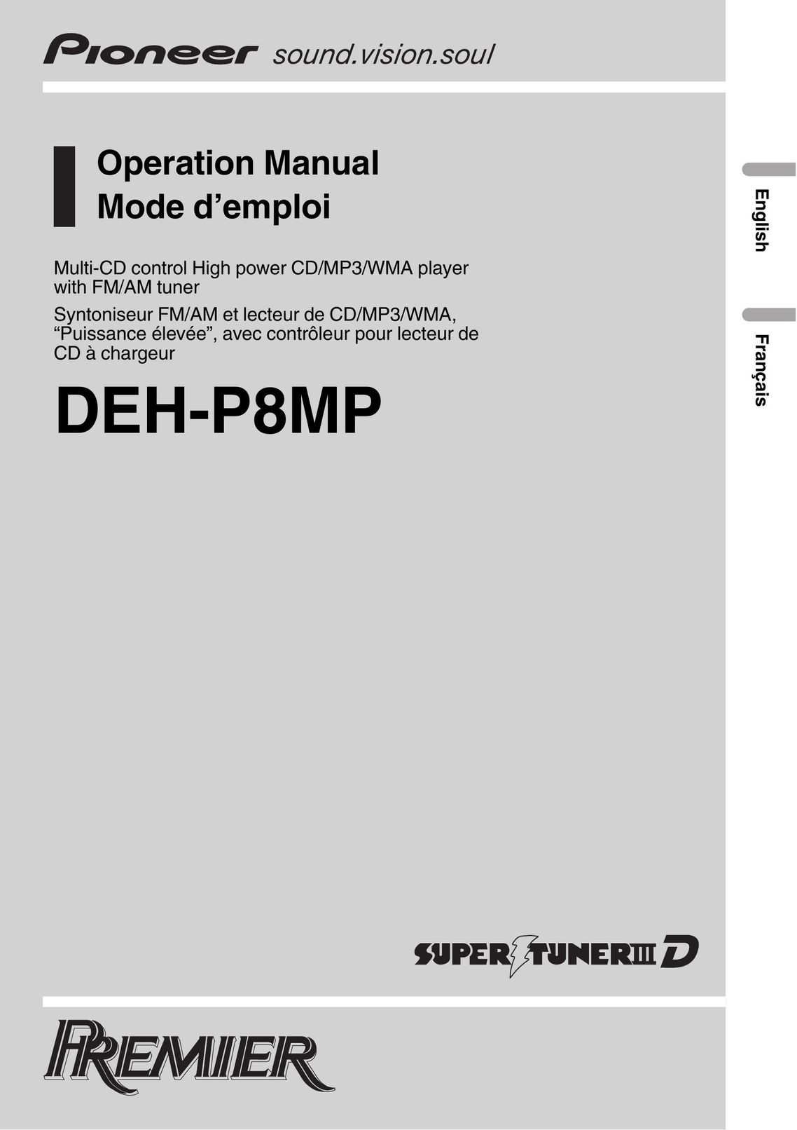 Pioneer DEH-P8MP MP3 Player User Manual