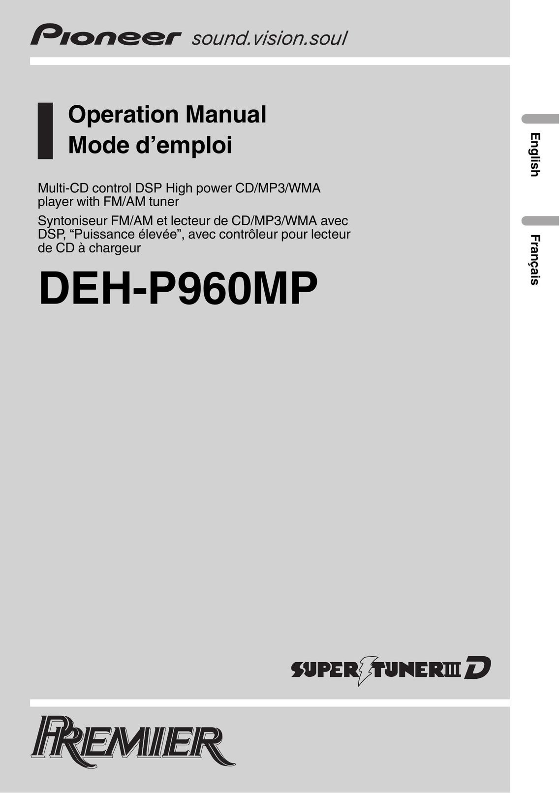 Pioneer DEH-P960MP MP3 Player User Manual