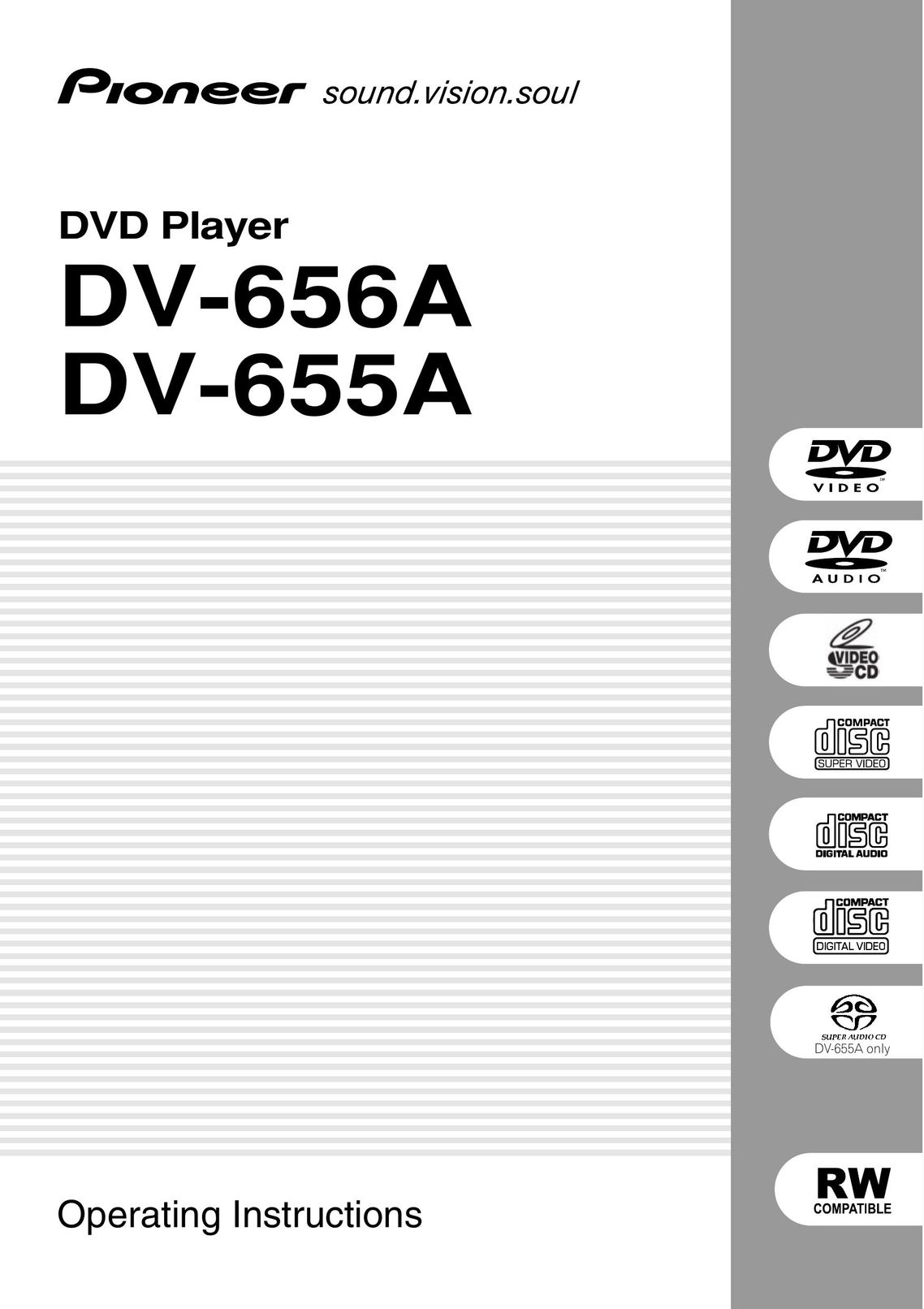 Pioneer DV-655A MP3 Player User Manual