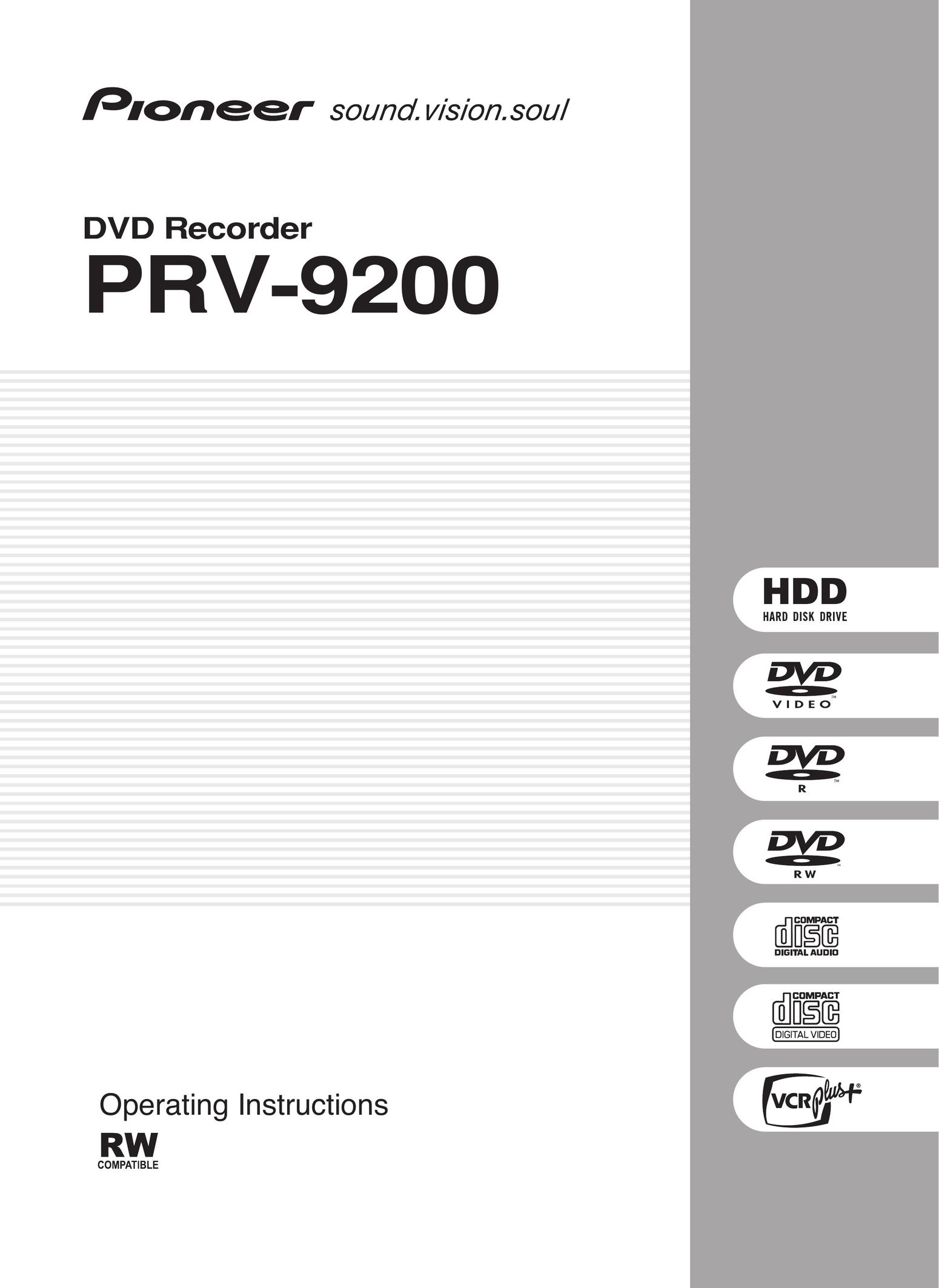 Pioneer PRV-9200 MP3 Player User Manual