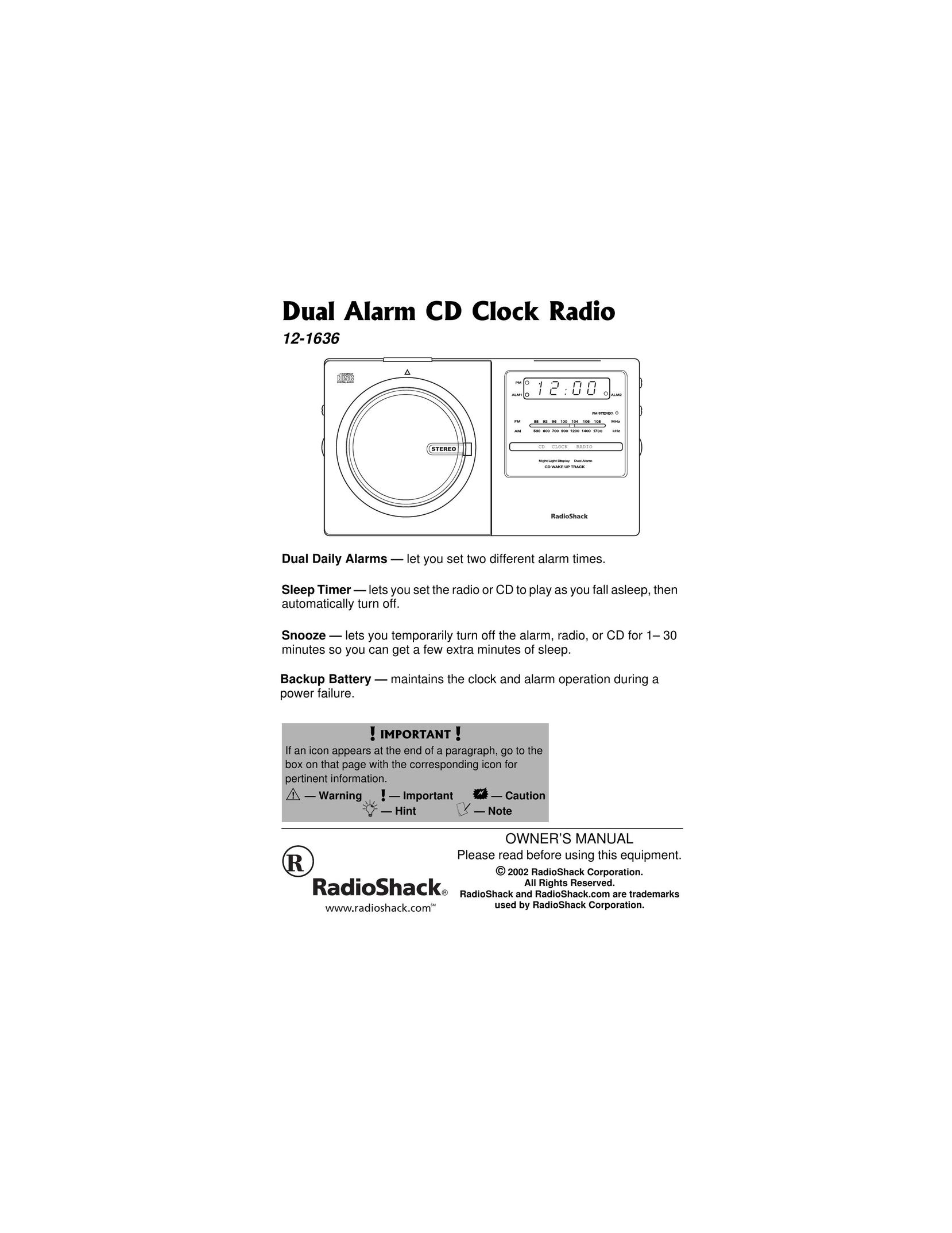 Radio Shack 12-1636 MP3 Player User Manual
