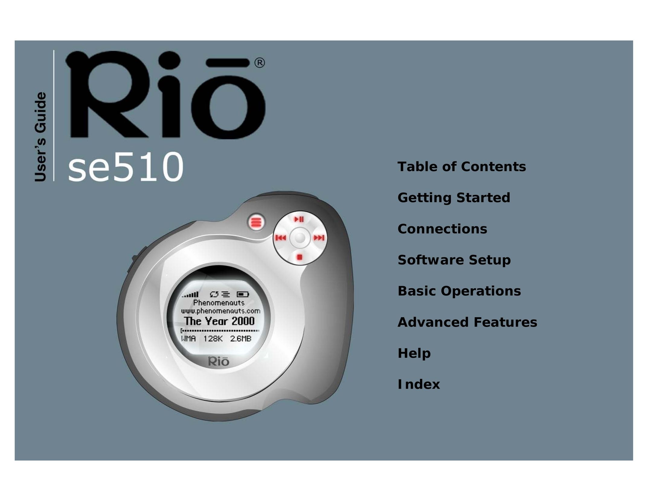 Rio Audio SE510 MP3 Player User Manual