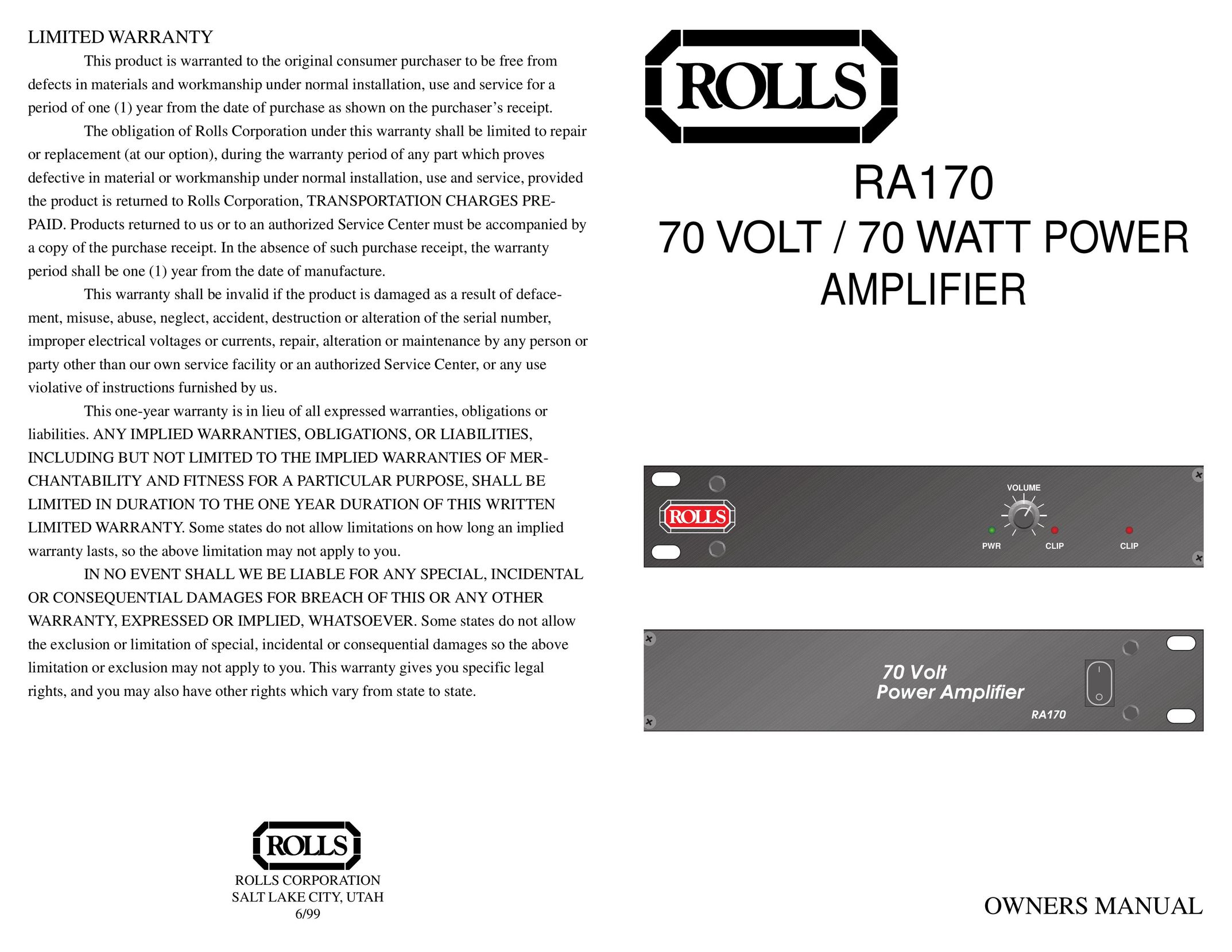 Rolls RA170 MP3 Player User Manual