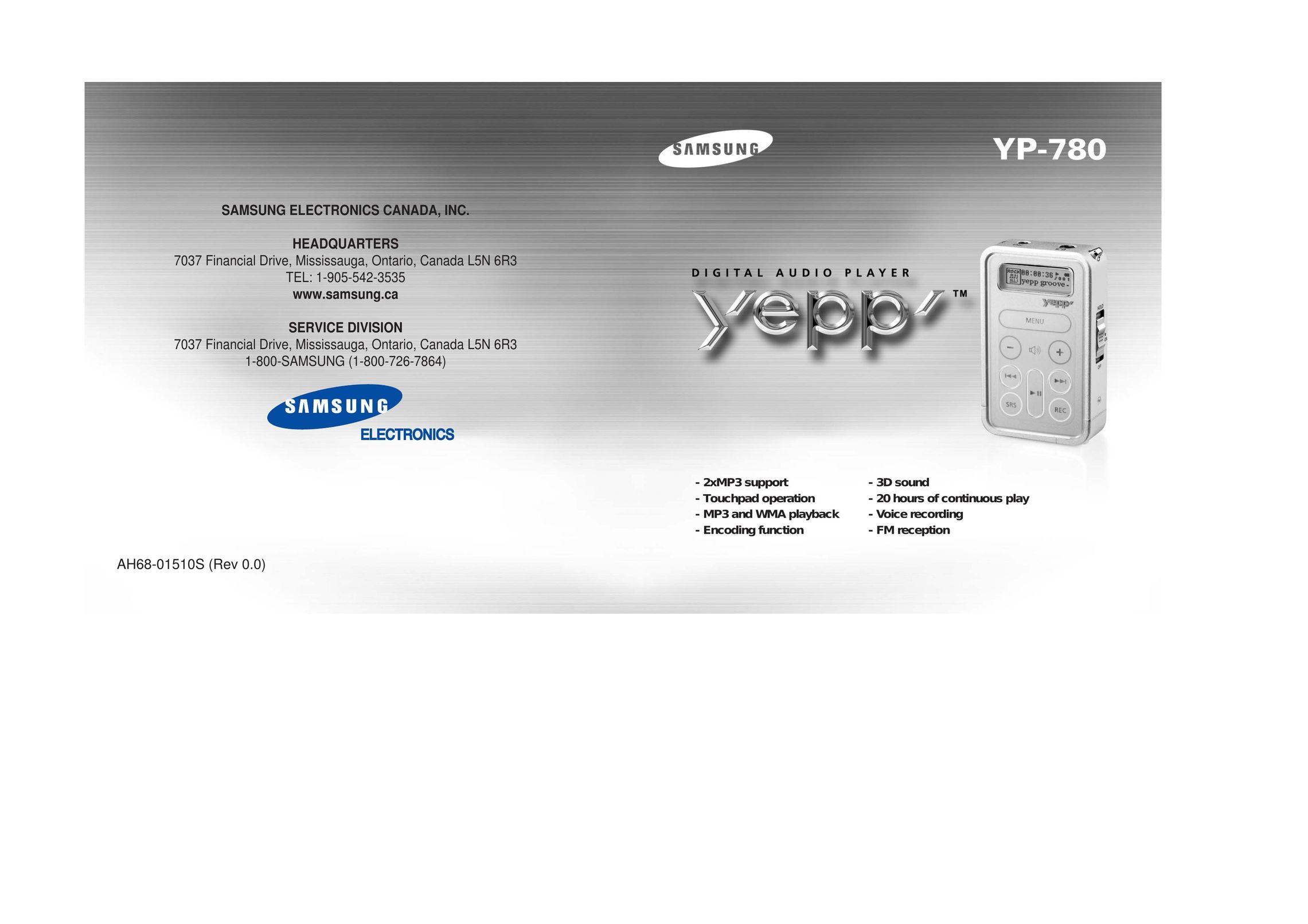Samsung AH68-01510S MP3 Player User Manual