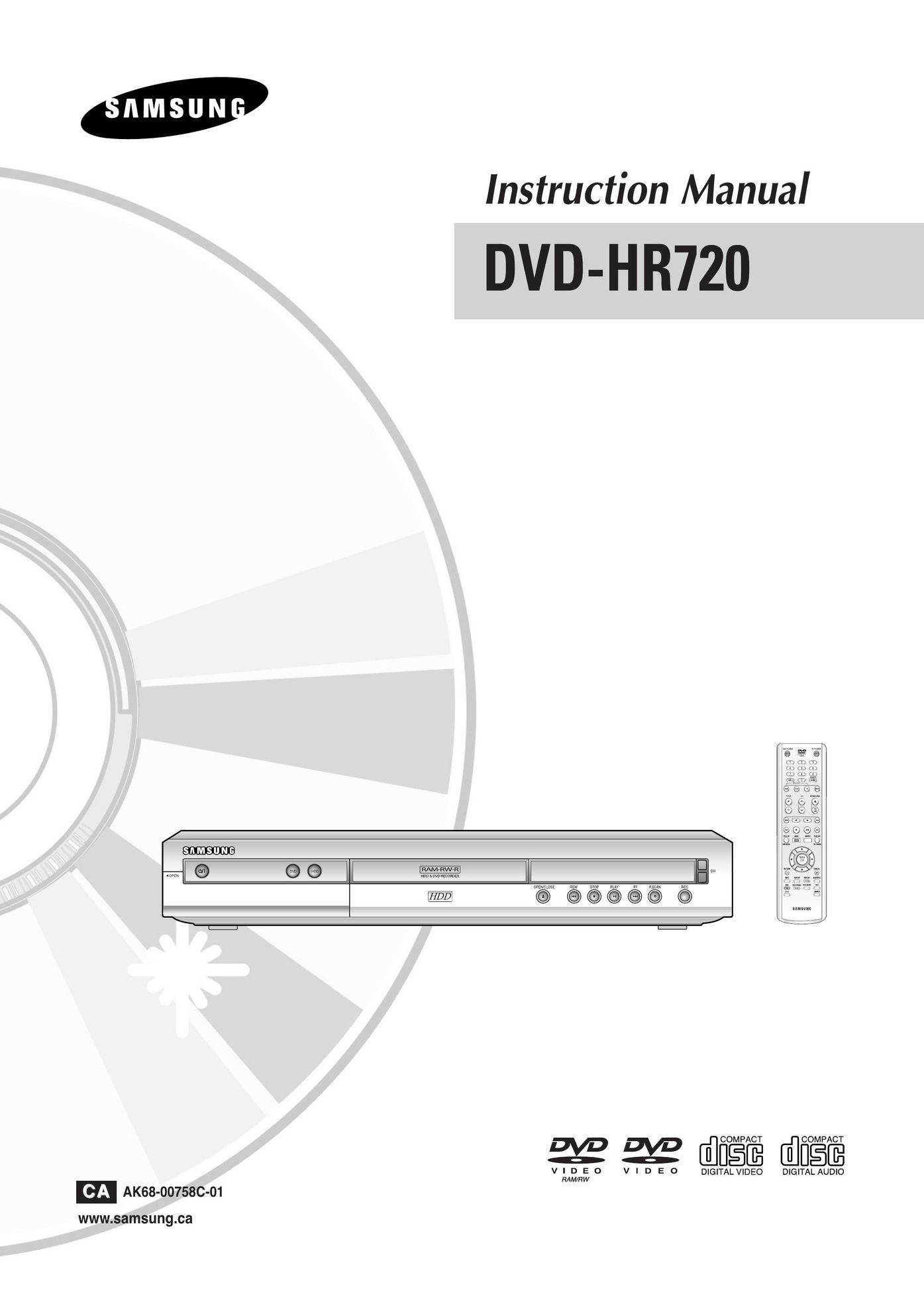 Samsung DVD-HR720 MP3 Player User Manual