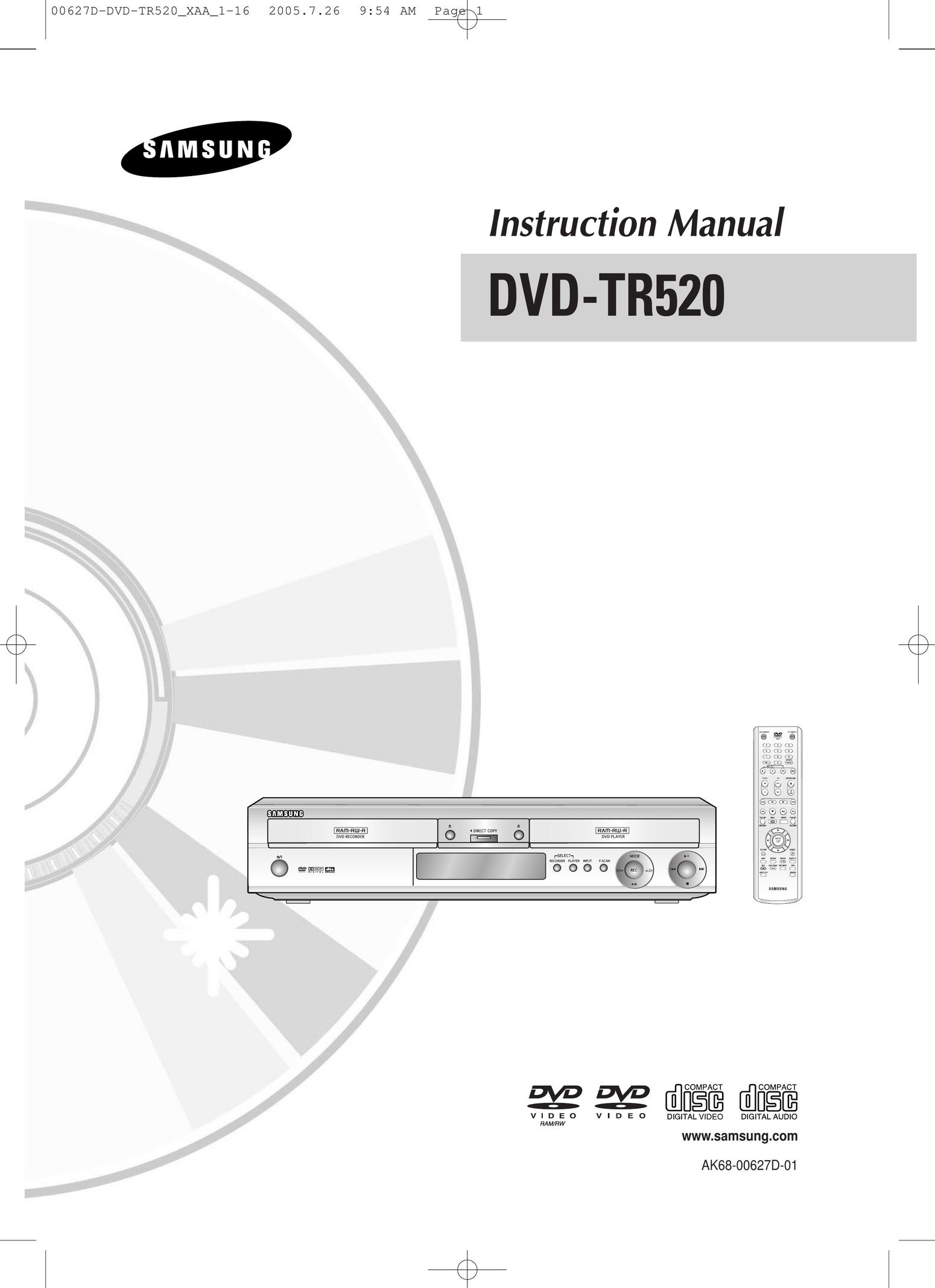 Samsung DVD-TR520 MP3 Player User Manual