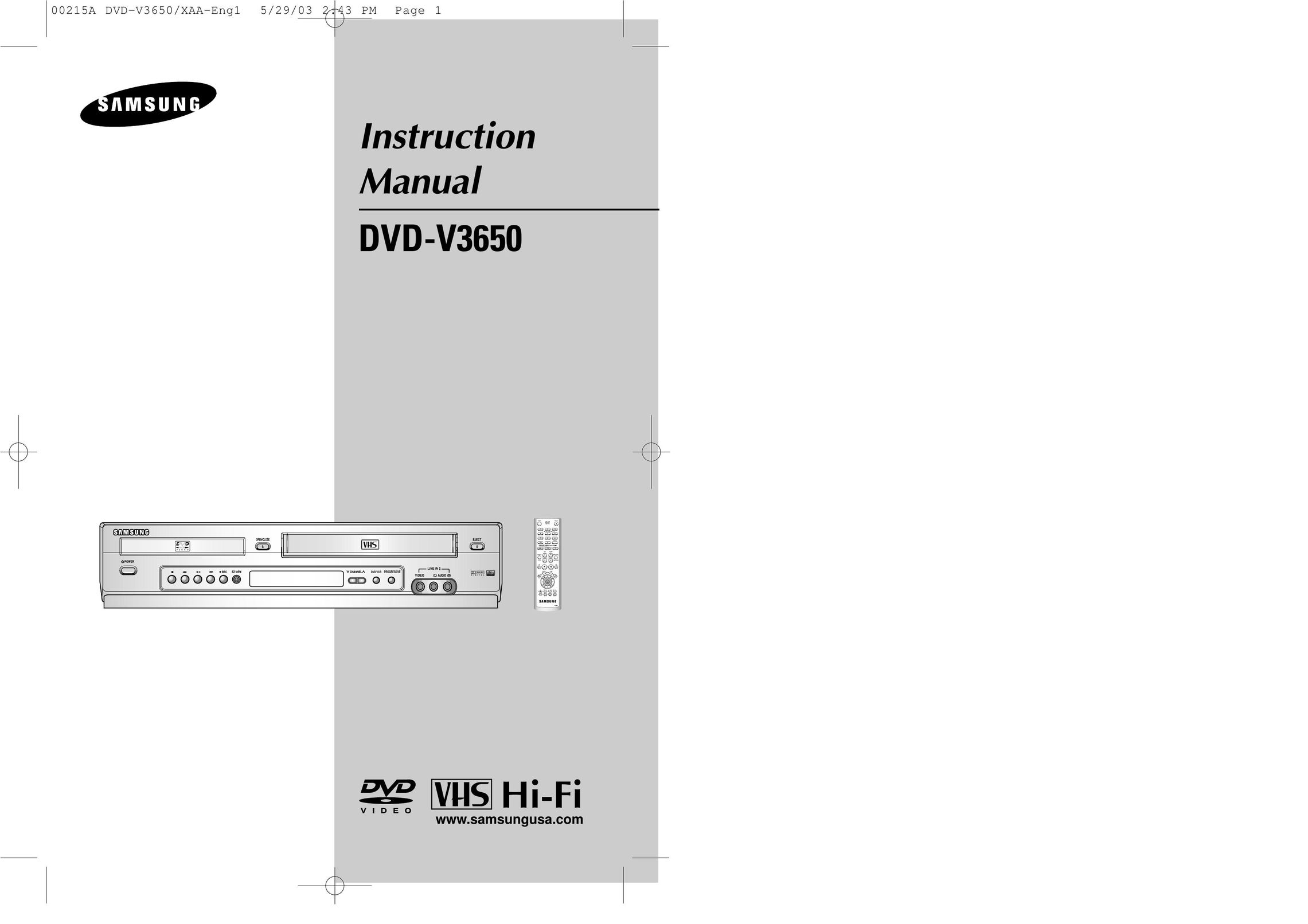 Samsung DVD-V3650 MP3 Player User Manual