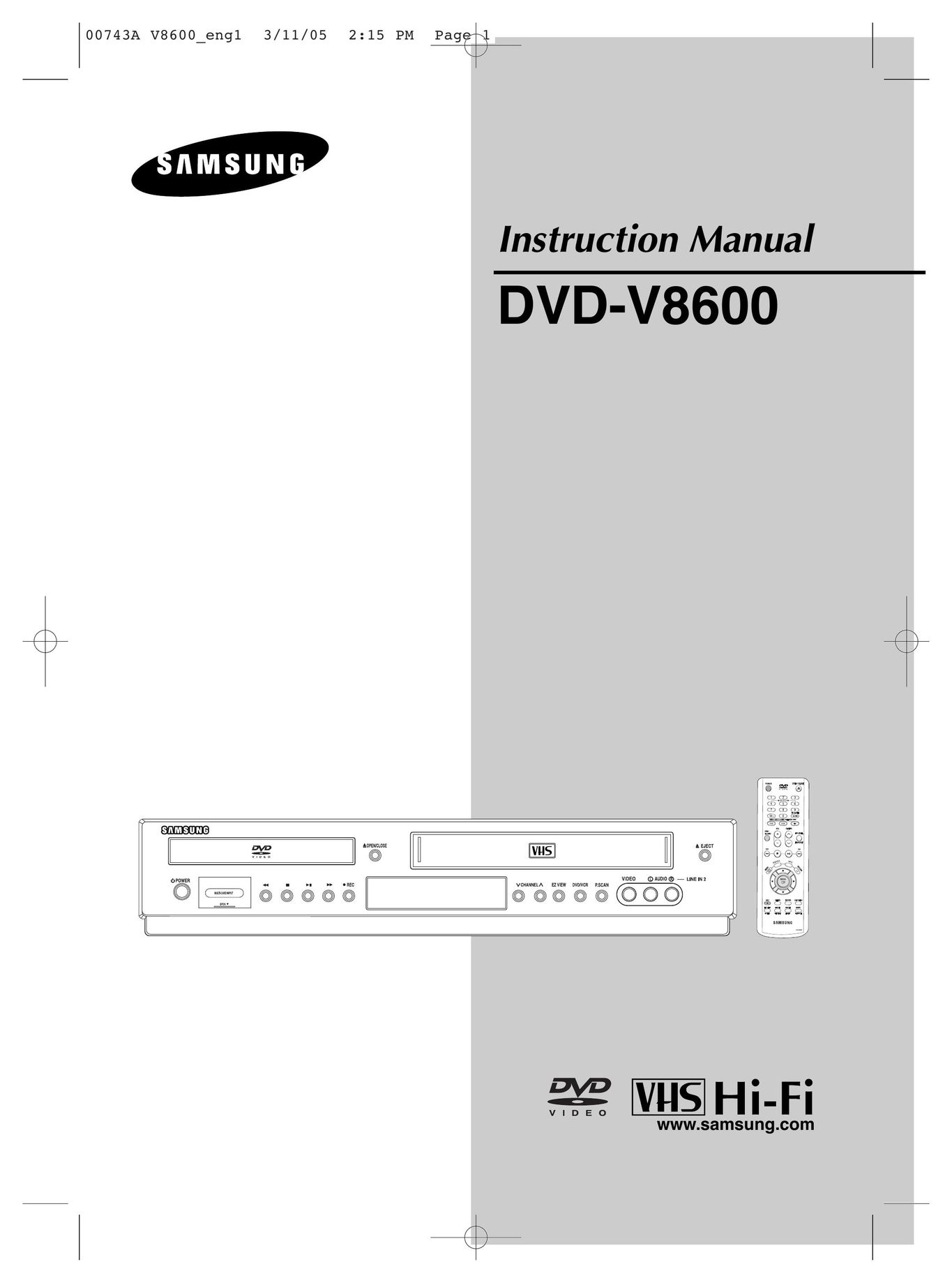 Samsung DVD-V8600 MP3 Player User Manual