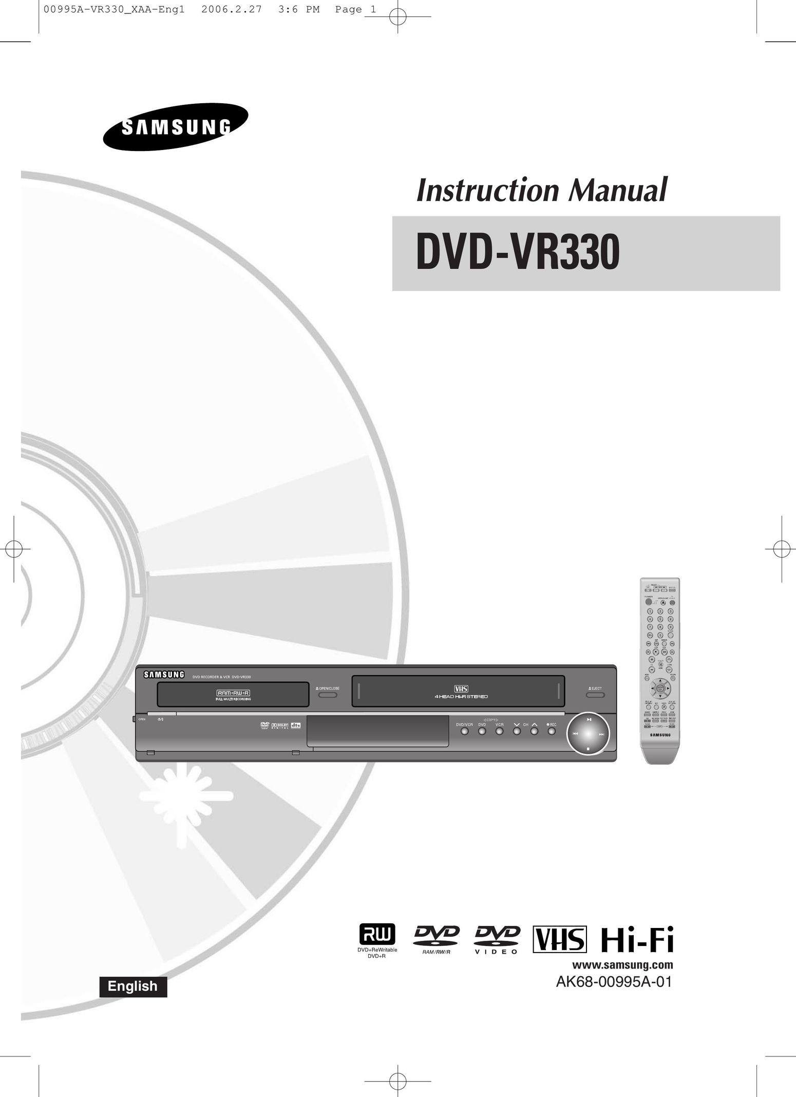 Samsung DVD-VR330 MP3 Player User Manual