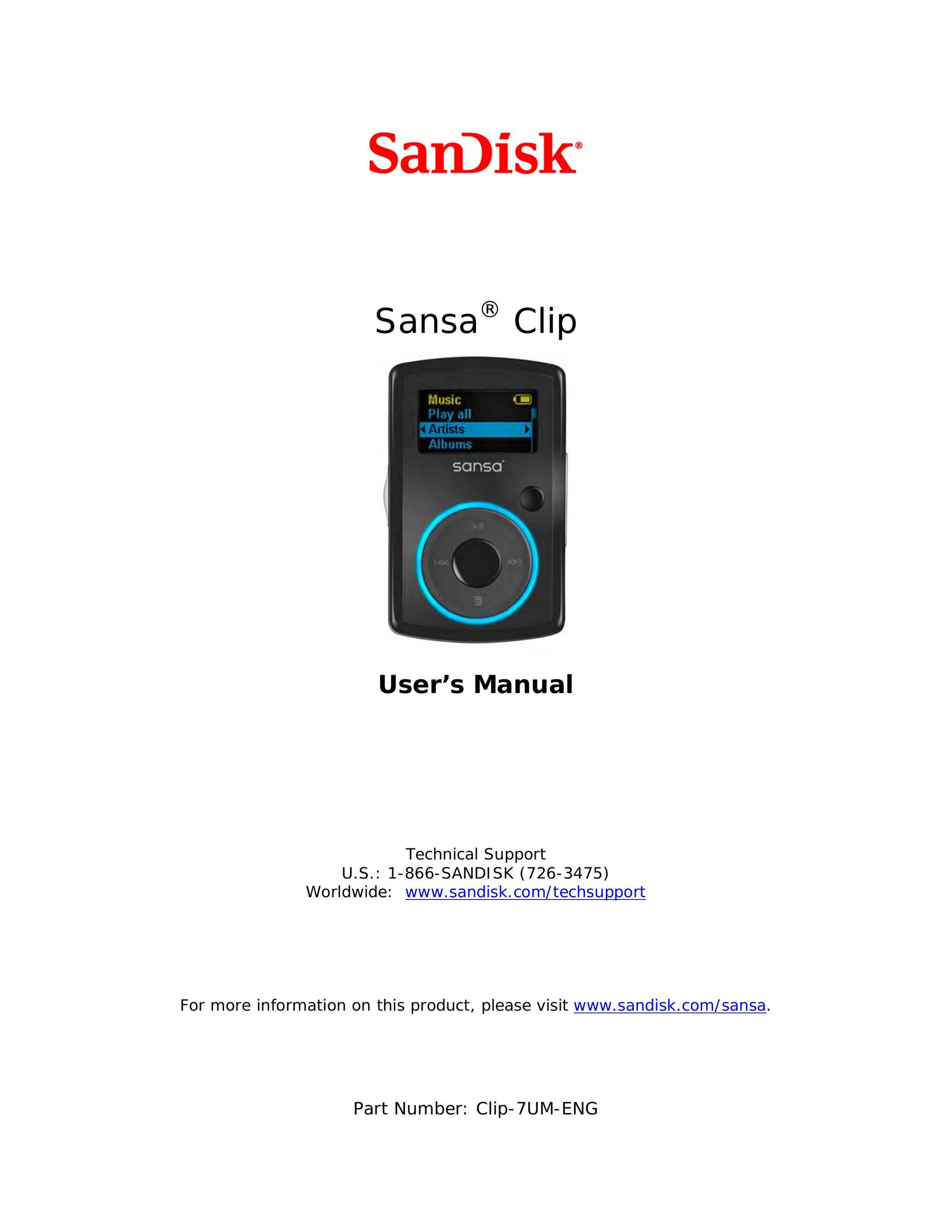 SanDisk CLIP-7UM-ENG MP3 Player User Manual