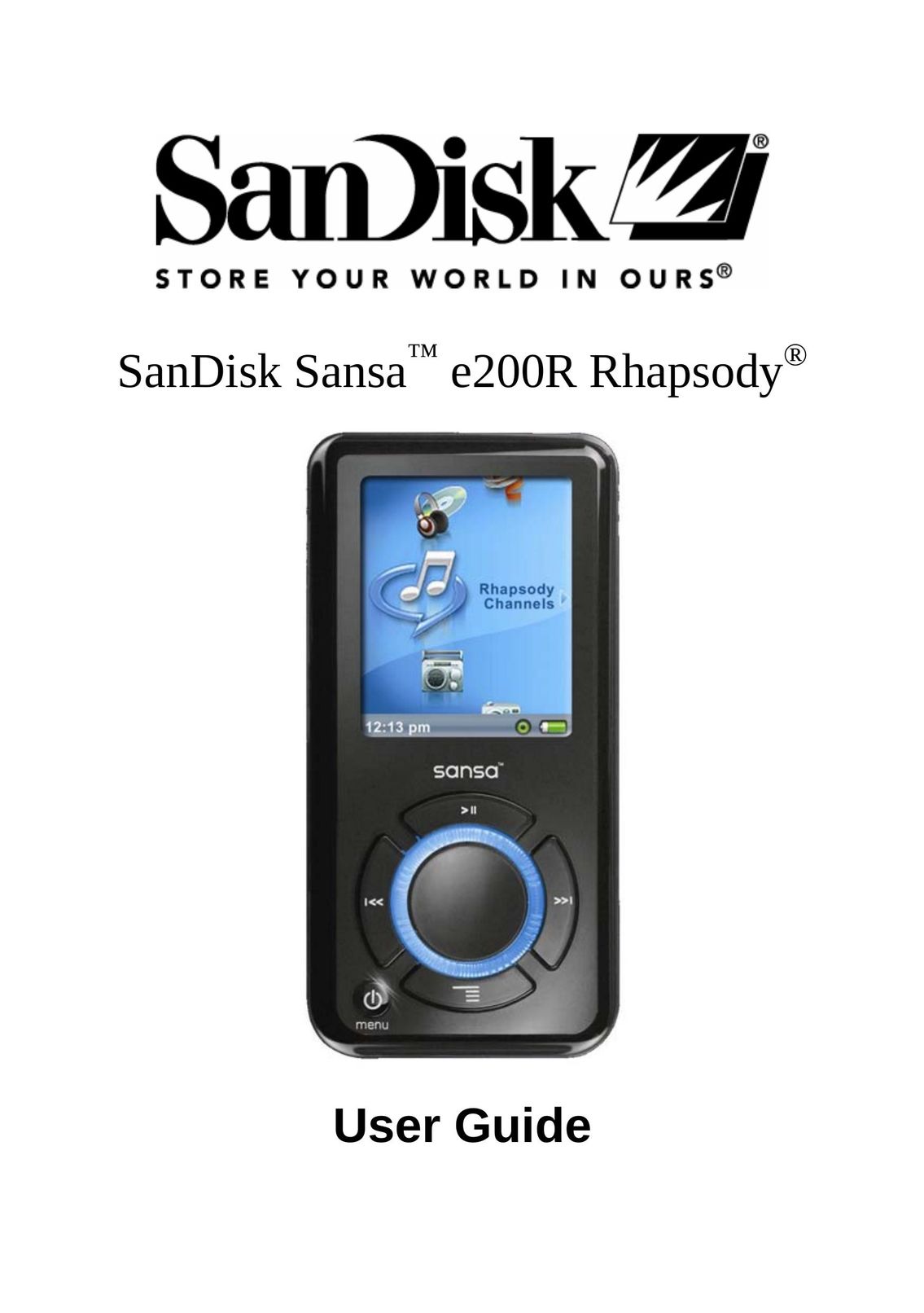 SanDisk E200R MP3 Player User Manual