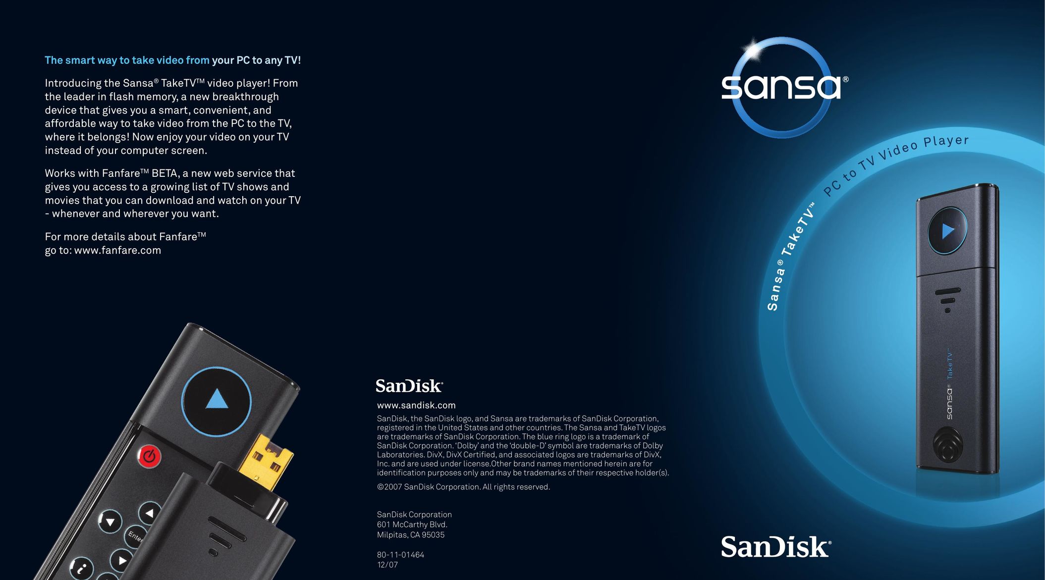 SanDisk TakeTV MP3 Player User Manual