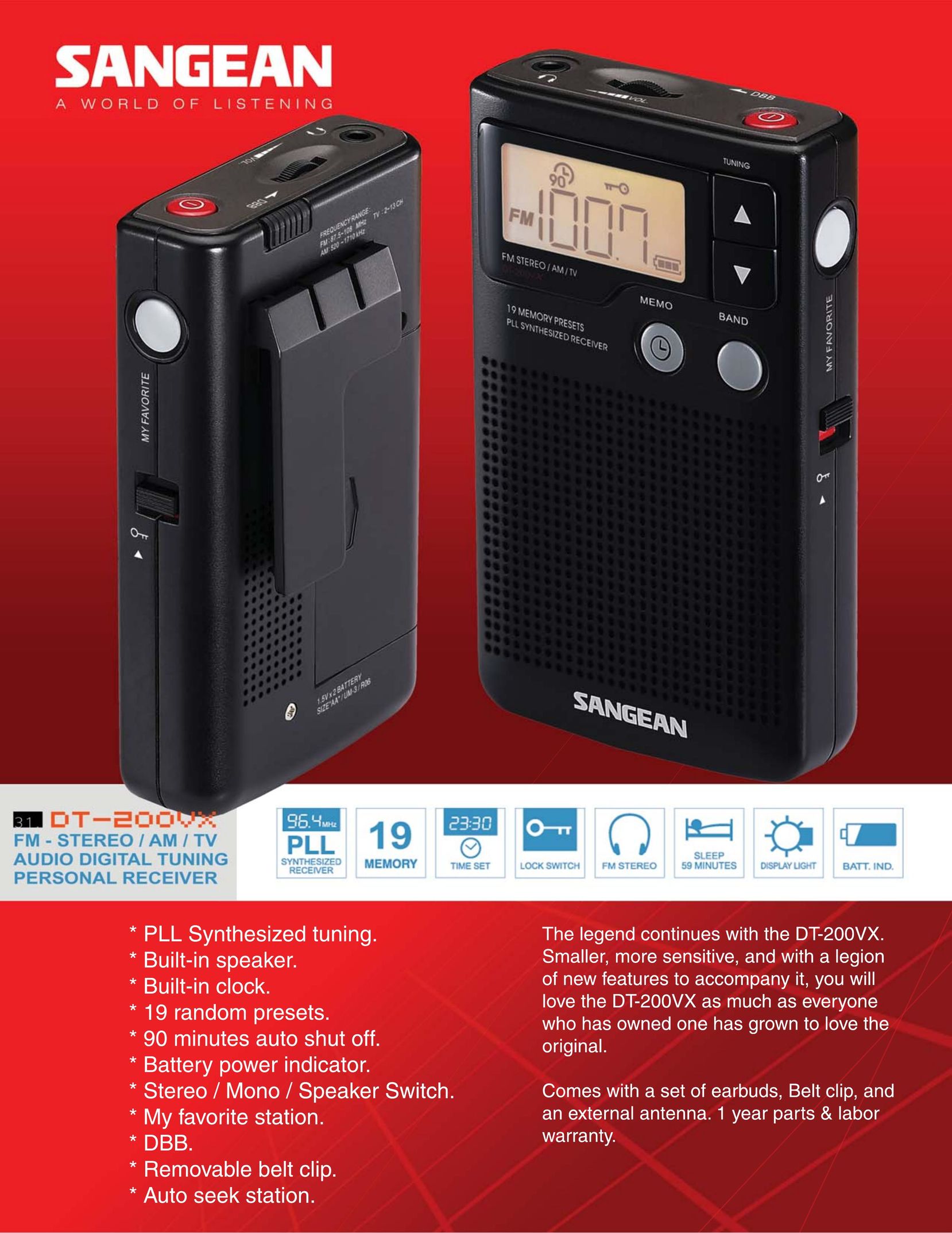 Sangean Electronics DT200VX MP3 Player User Manual