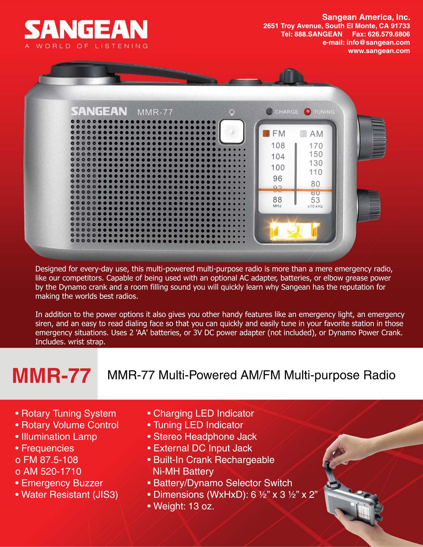 Sangean Electronics MMR-77 MP3 Player User Manual