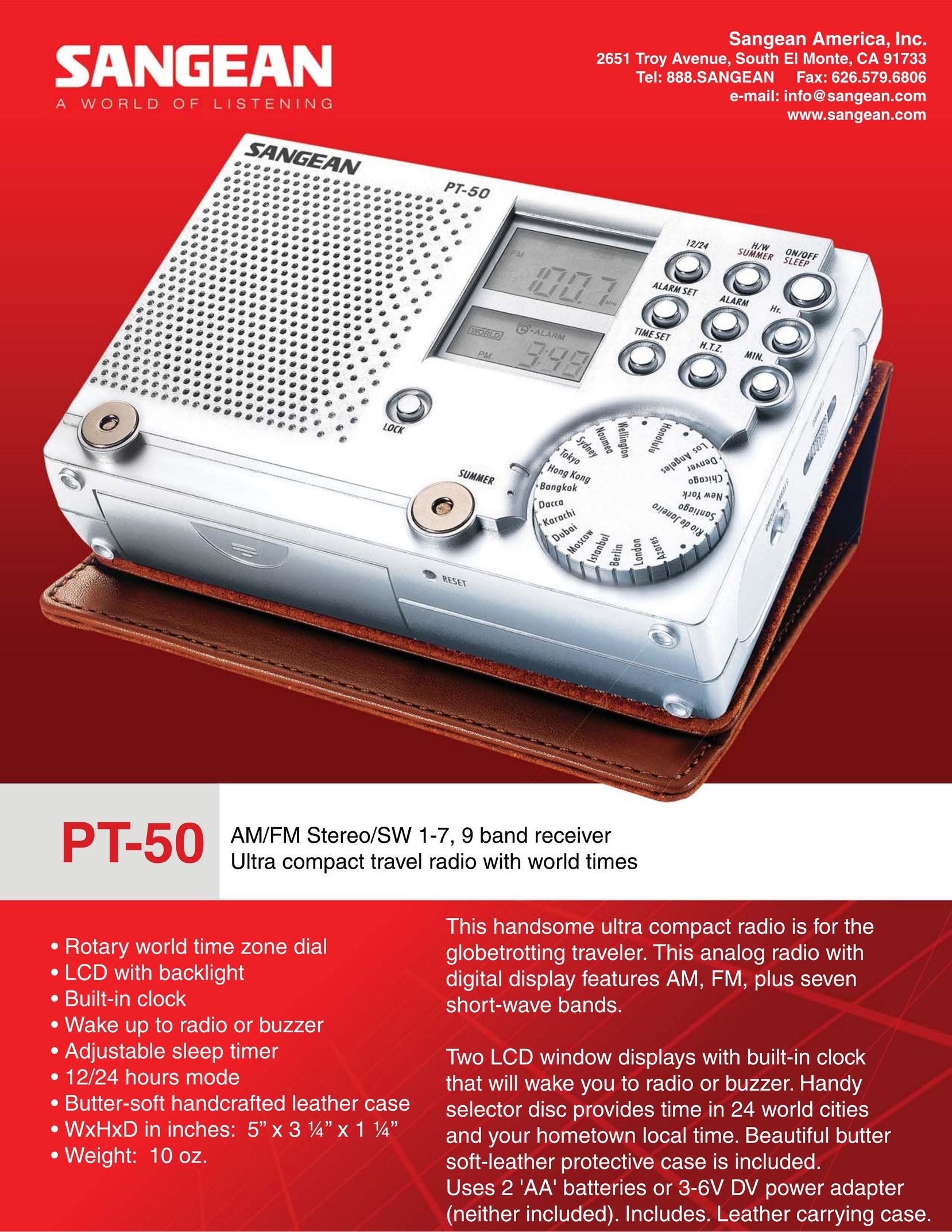 Sangean Electronics PT-50 MP3 Player User Manual