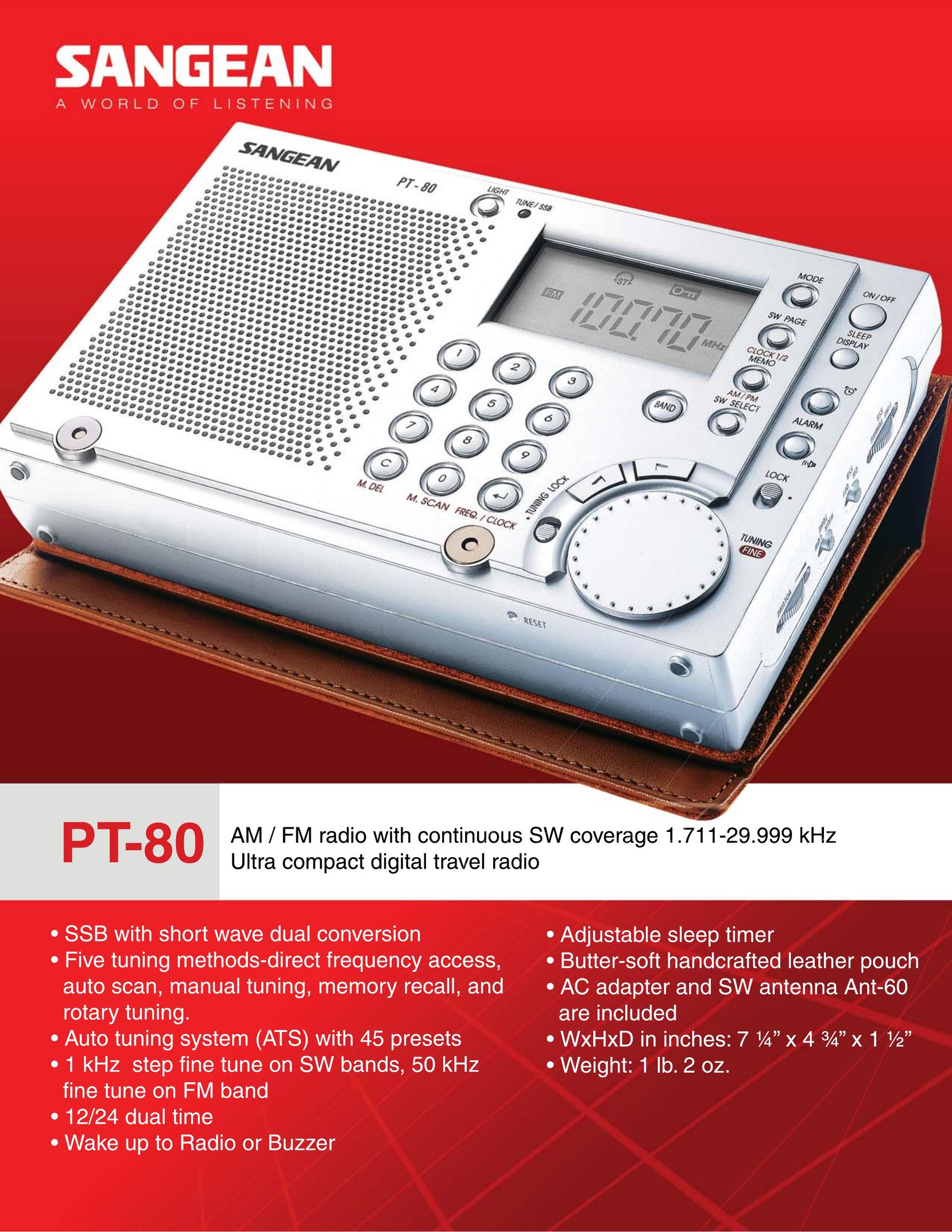 Sangean Electronics PT-80 MP3 Player User Manual