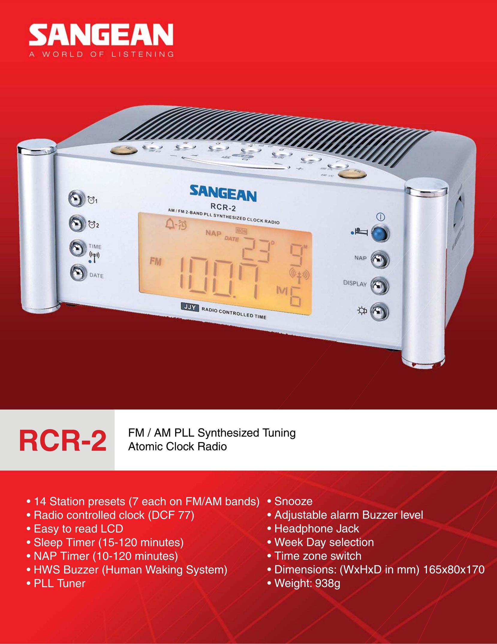 Sangean Electronics RCR-2 MP3 Player User Manual