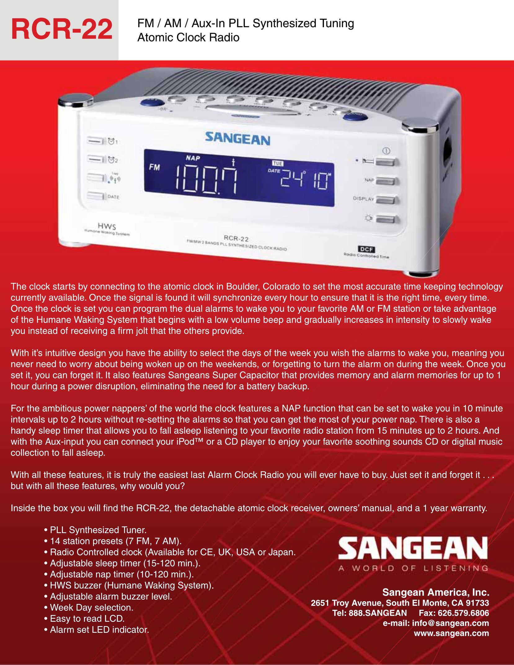 Sangean Electronics RCR-22 MP3 Player User Manual