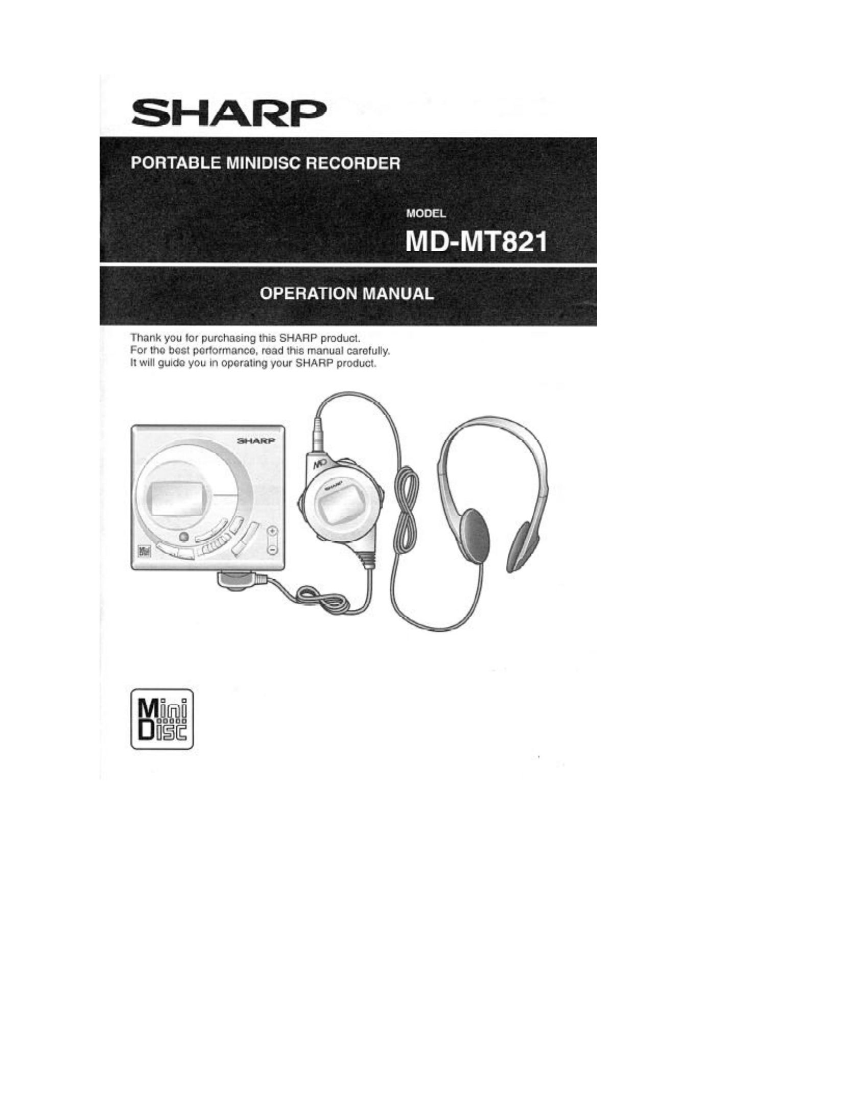 Sharp MD-MT821 MP3 Player User Manual