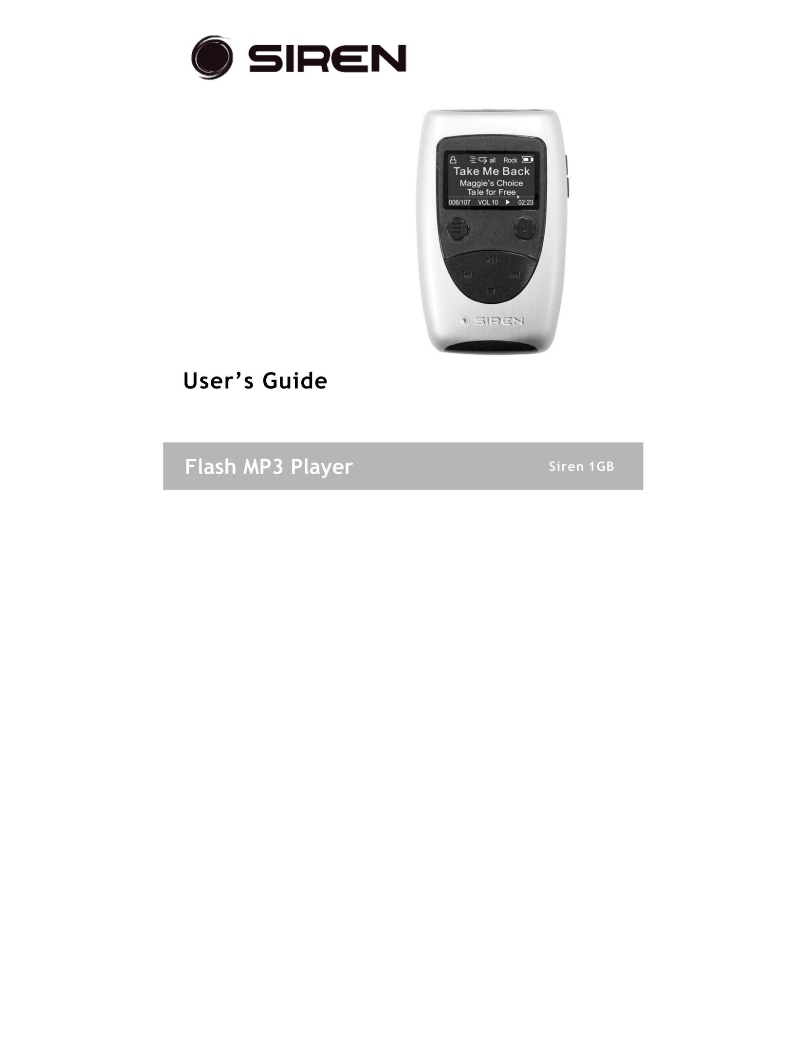 Siren Players Siren 1GB MP3 Player User Manual