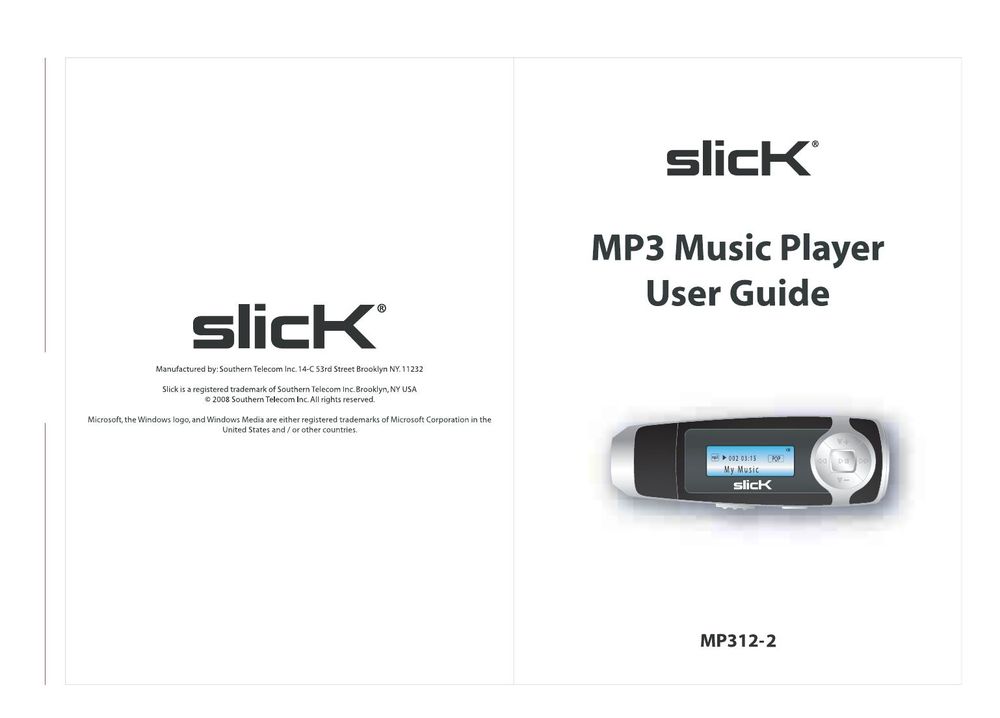 Slick MP312-2 MP3 Player User Manual