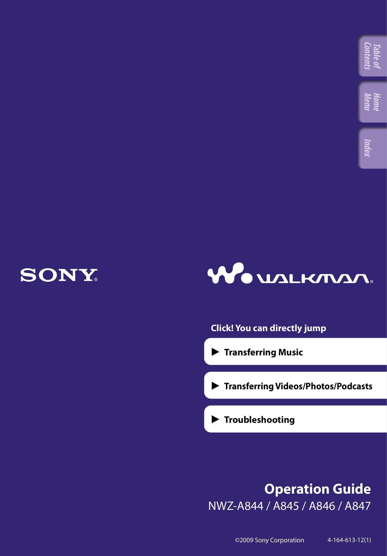 Sony A847 MP3 Player User Manual