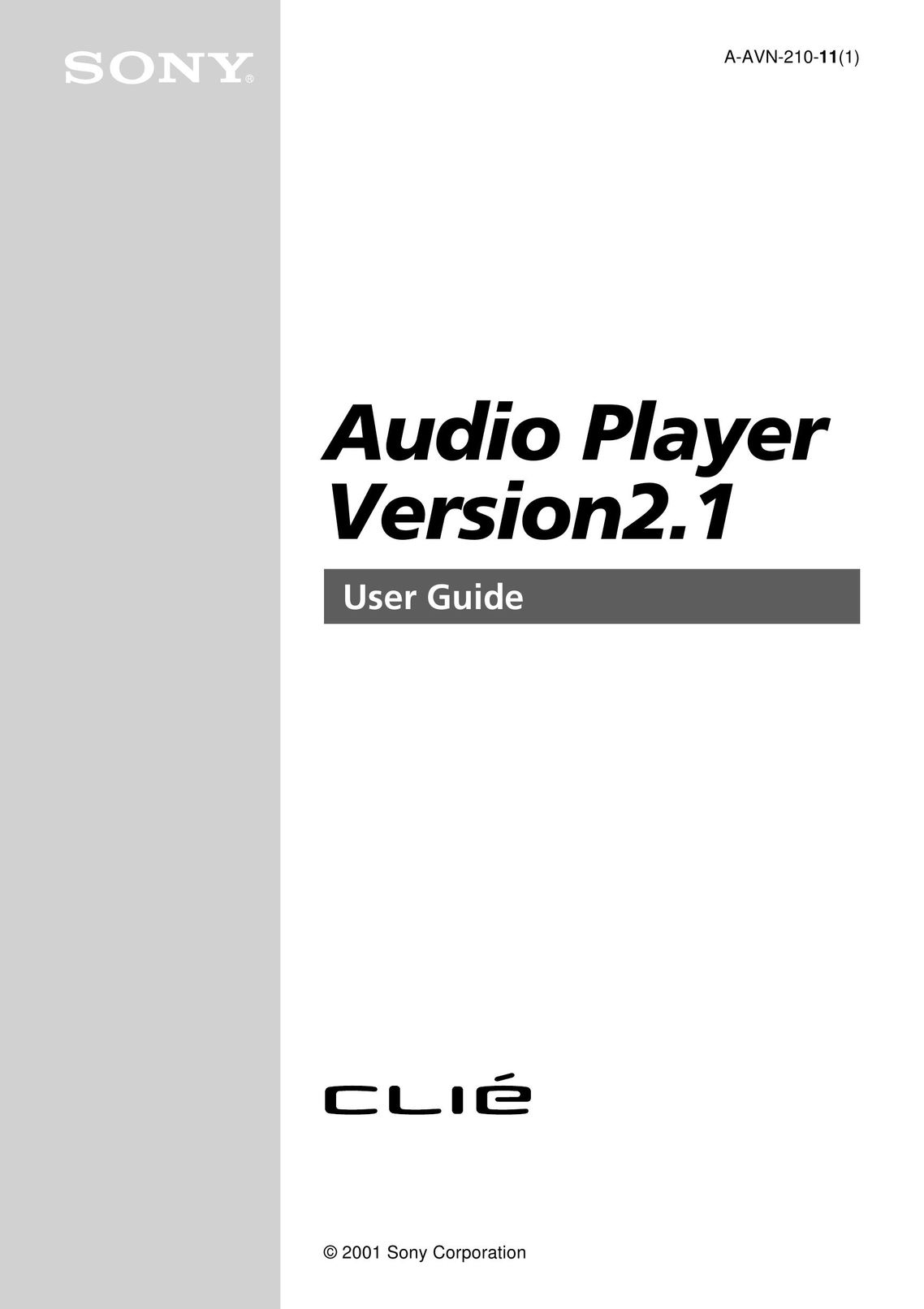 Sony Audio Player version2.1 MP3 Player User Manual