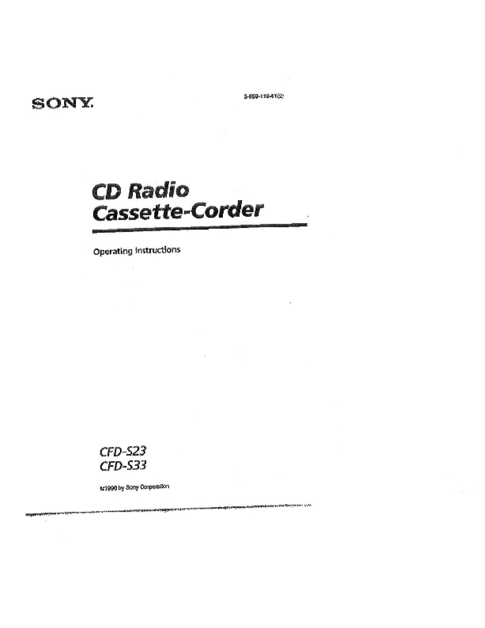 Sony CFD-S33 MP3 Player User Manual