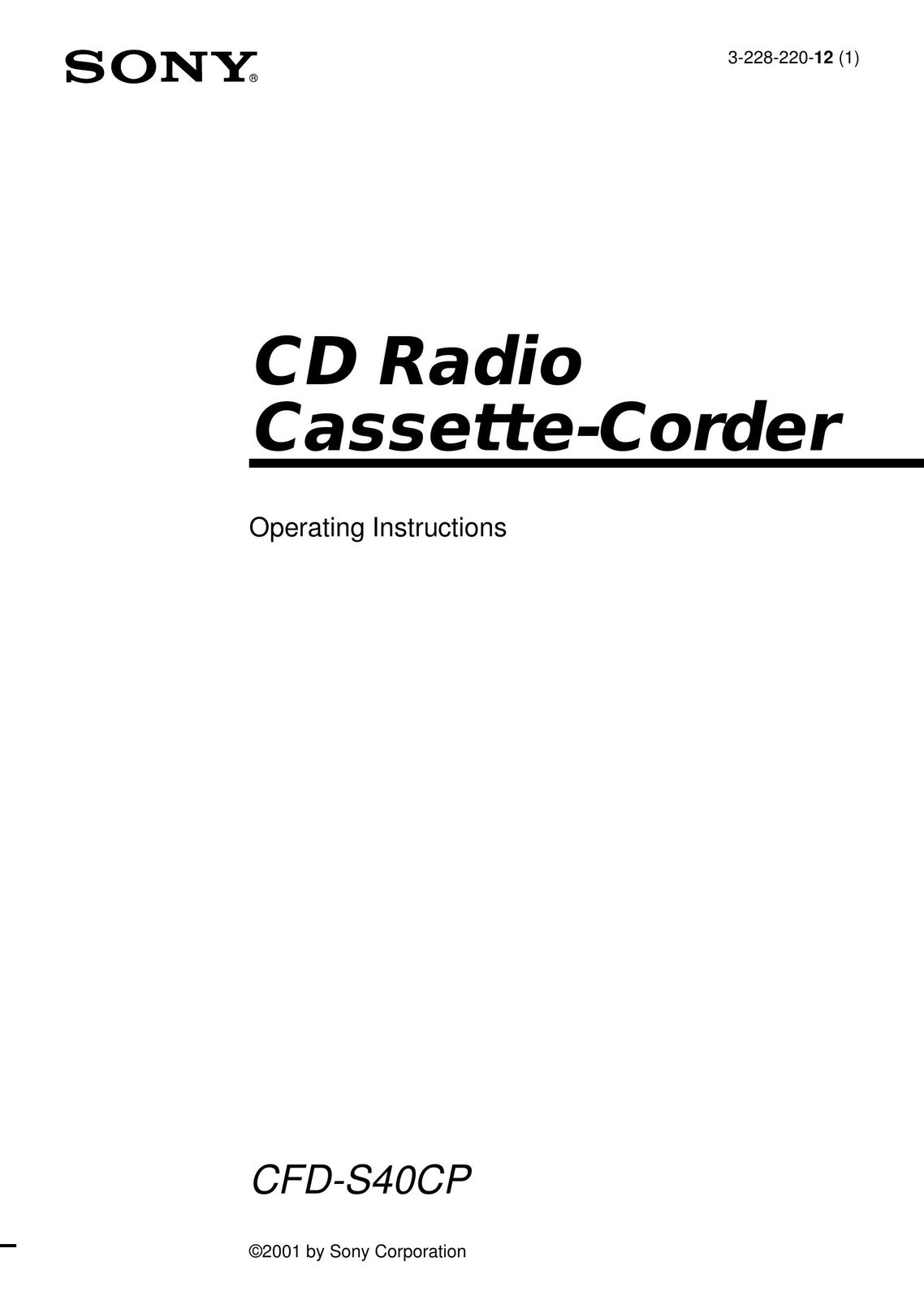 Sony CFD-S40CP MP3 Player User Manual