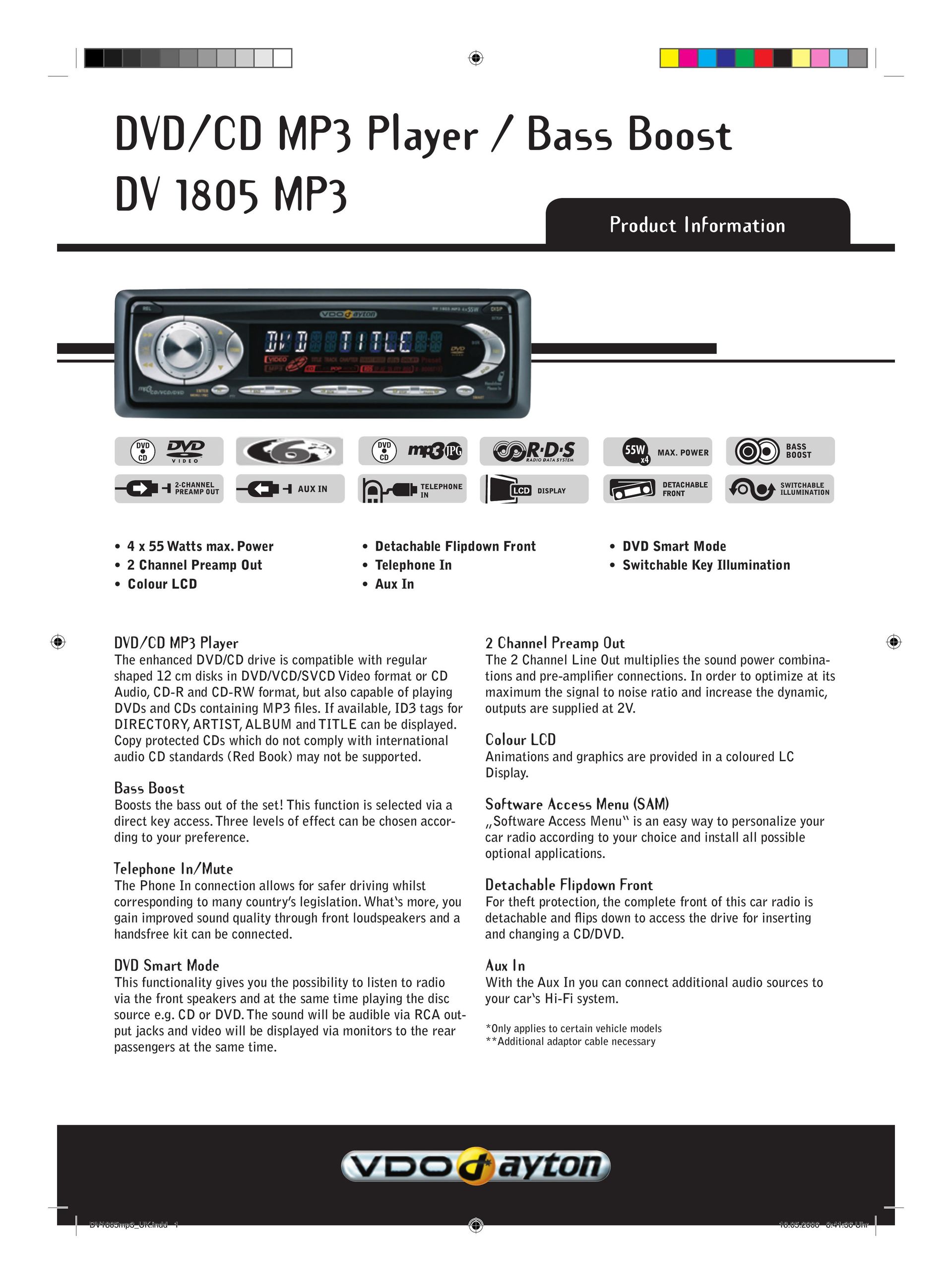 VDO Dayton DV 1805 MP3 MP3 Player User Manual