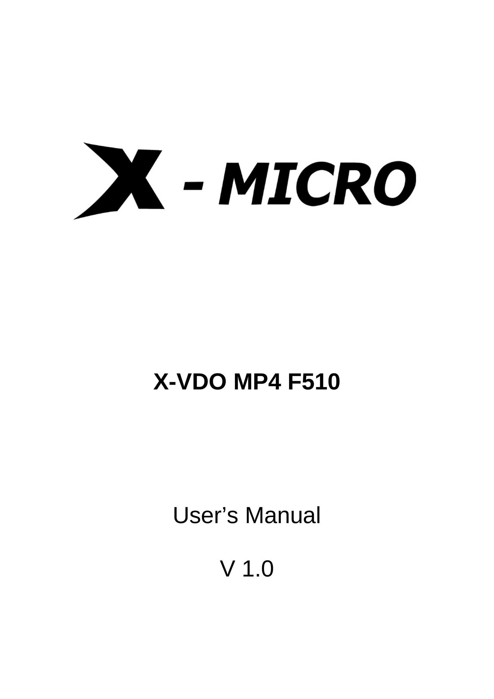 X-Micro Tech. F510 MP3 Player User Manual