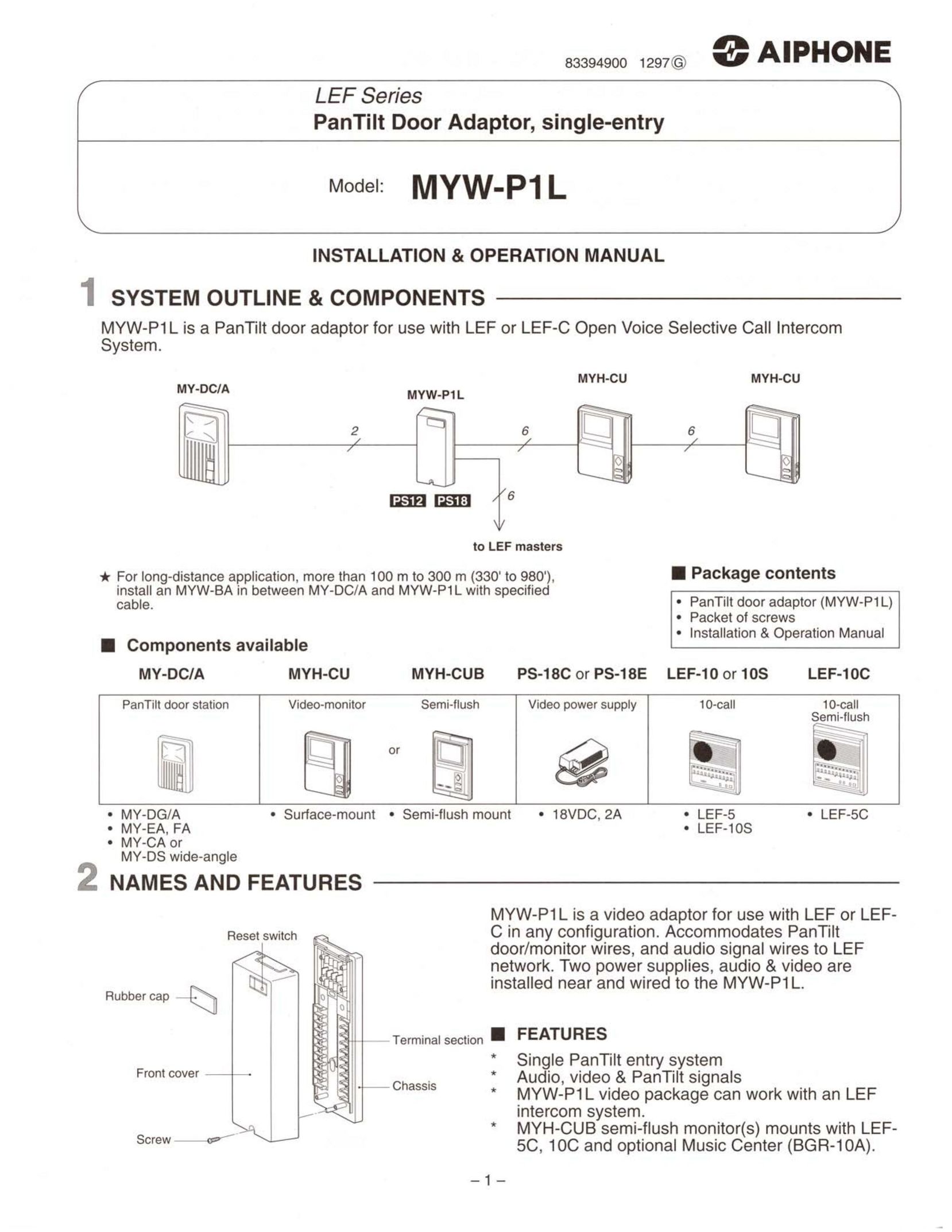 Aiphone MYW-P1L MP3 Player Accessories User Manual