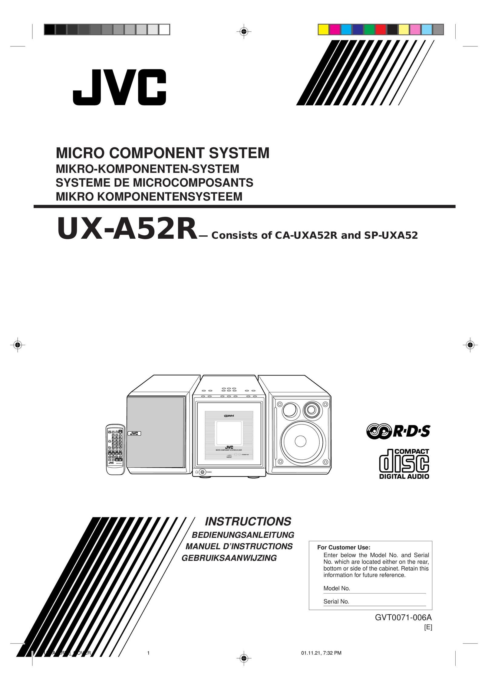 JVC UX-A52R MP3 Player Accessories User Manual