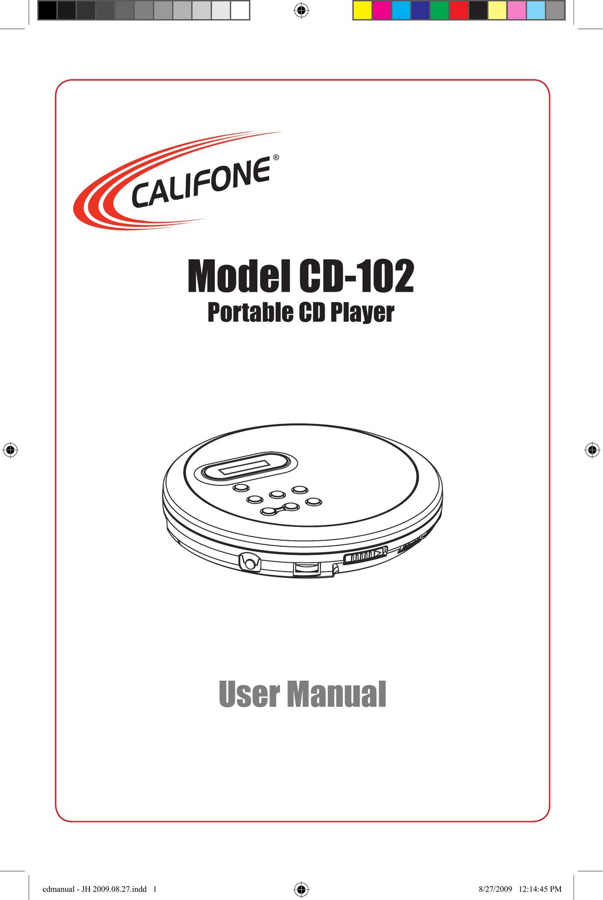Califone CD102 Portable CD Player User Manual