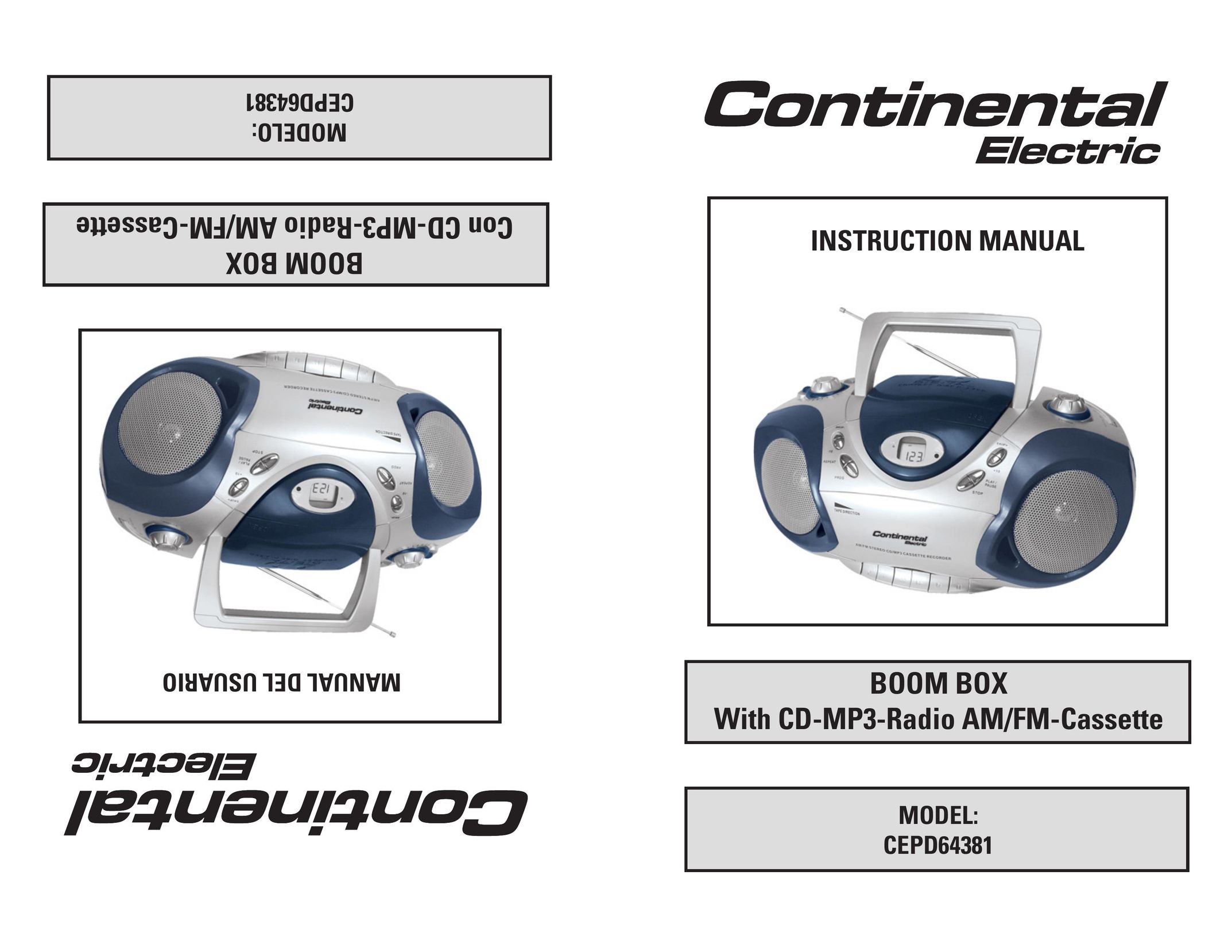 Continental Electric CEPD64381 Portable CD Player User Manual