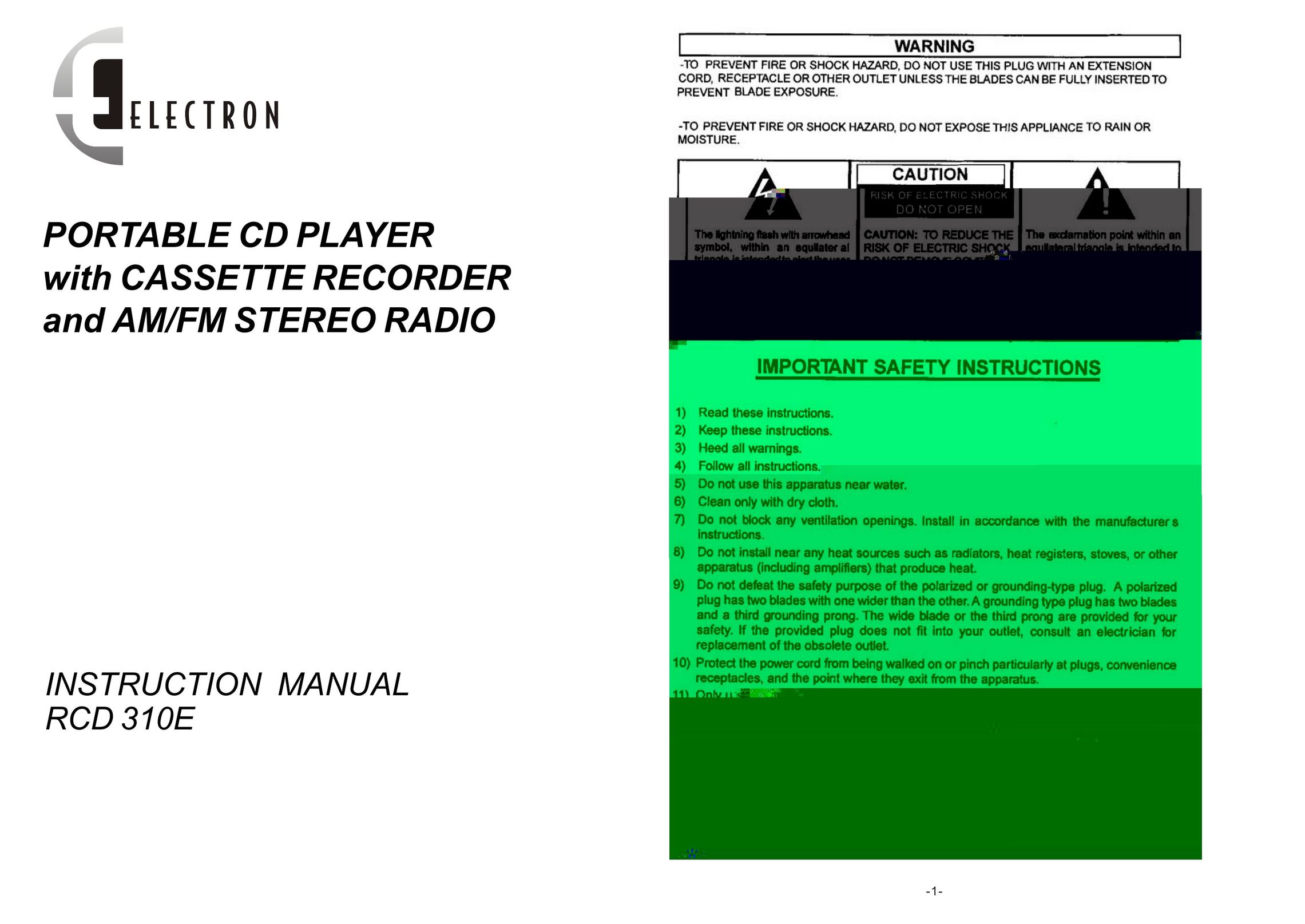 Curtis RCD 310E Portable CD Player User Manual