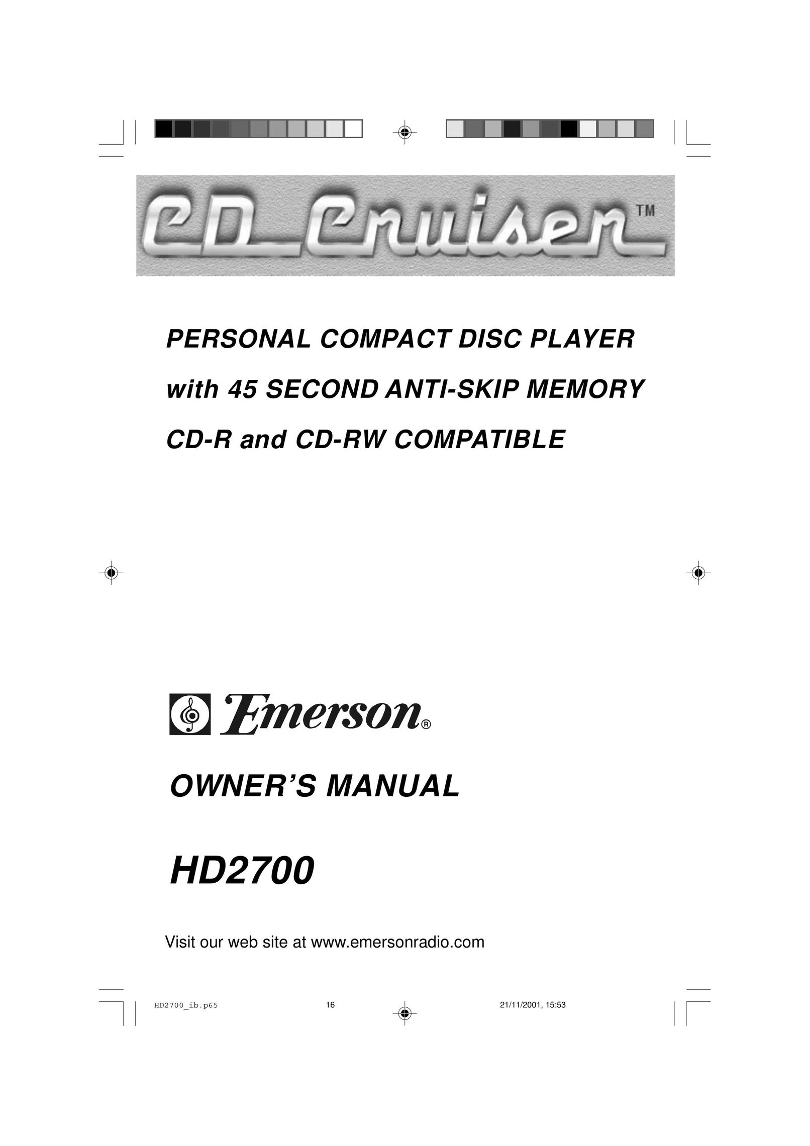 Emerson HD2700 Portable CD Player User Manual