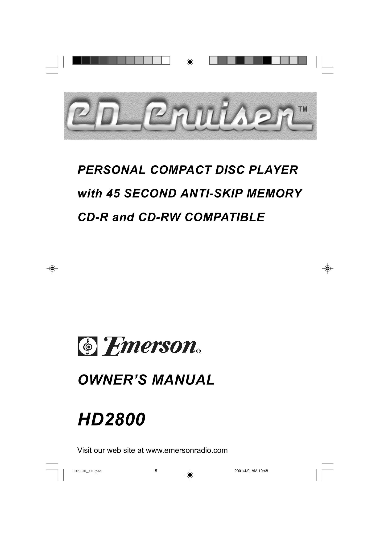 Emerson HD2800 Portable CD Player User Manual