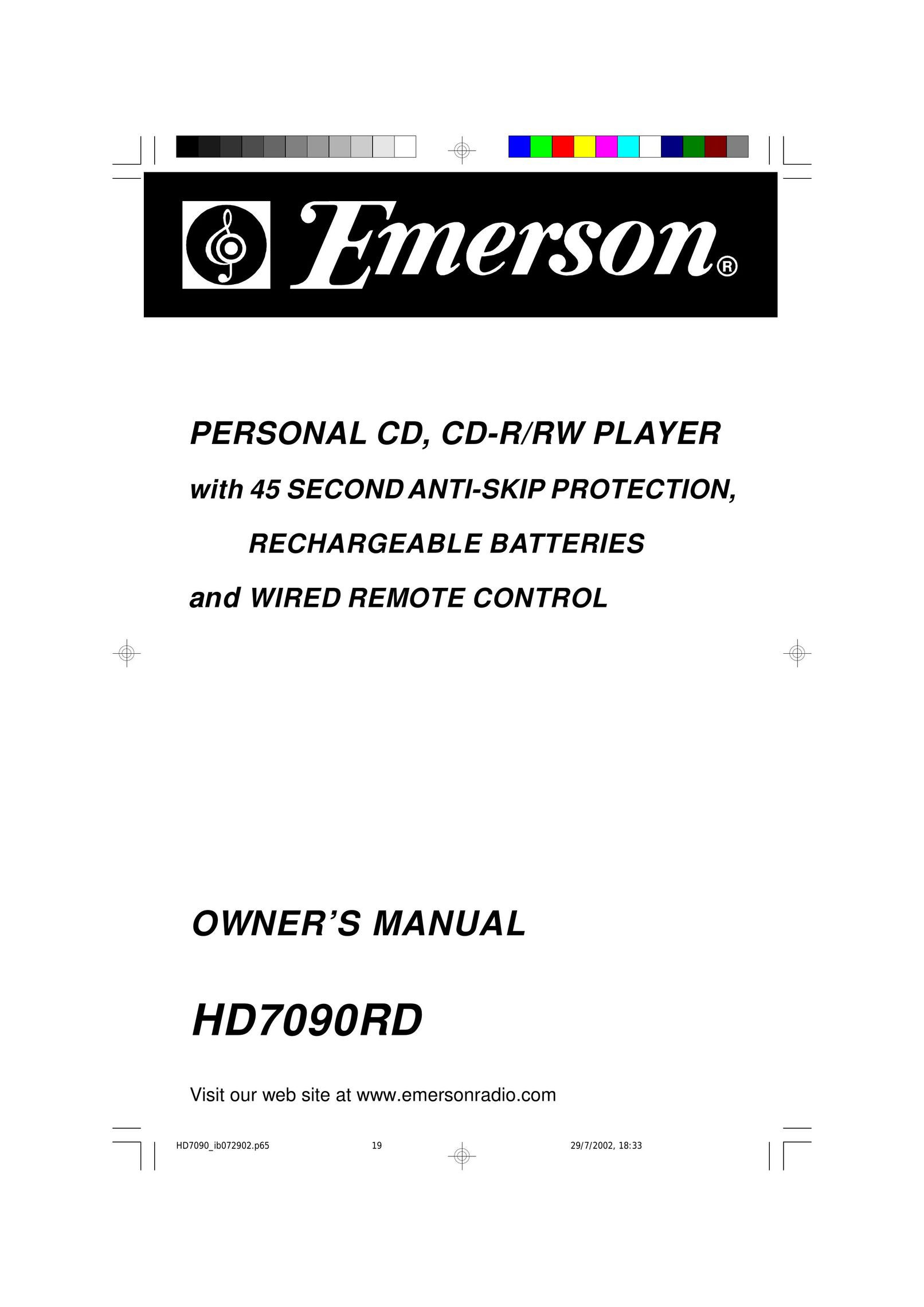 Emerson HD7090 Portable CD Player User Manual